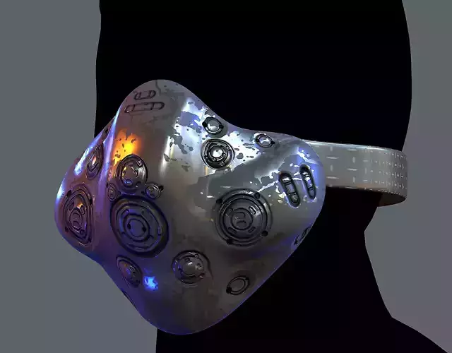 Gas mask helmet 3d model scifi Low-poly 