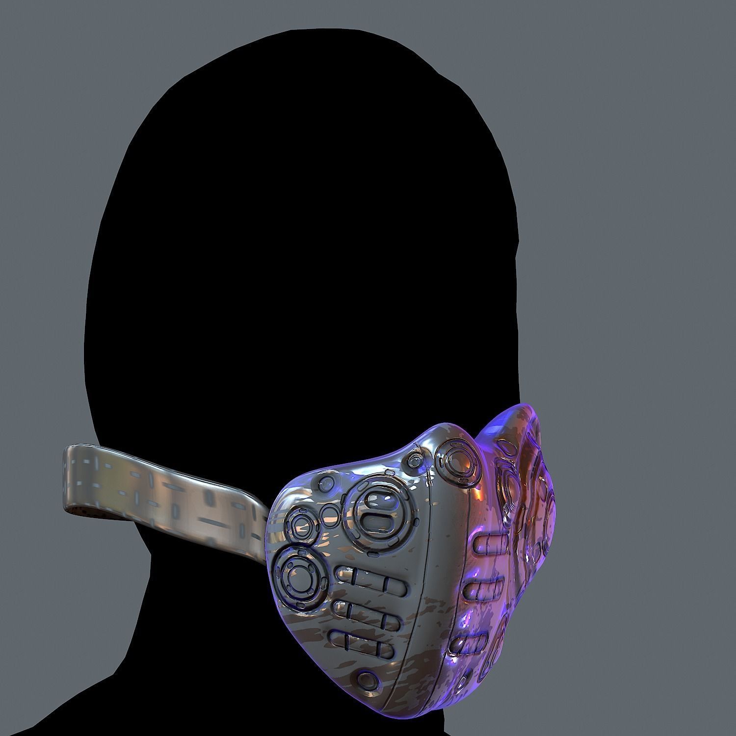 Gas mask helmet 3d model scifi Low-poly  Low-poly 3D model_3