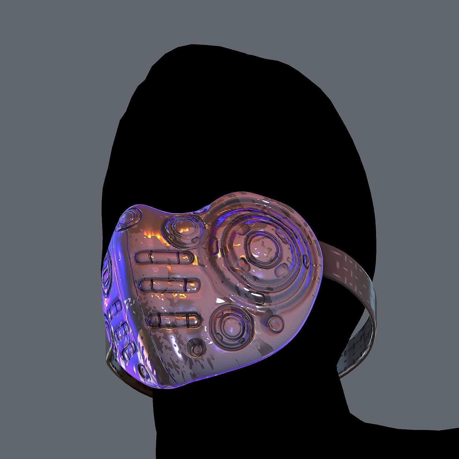 Gas mask helmet 3d model scifi Low-poly  Low-poly 3D model_4