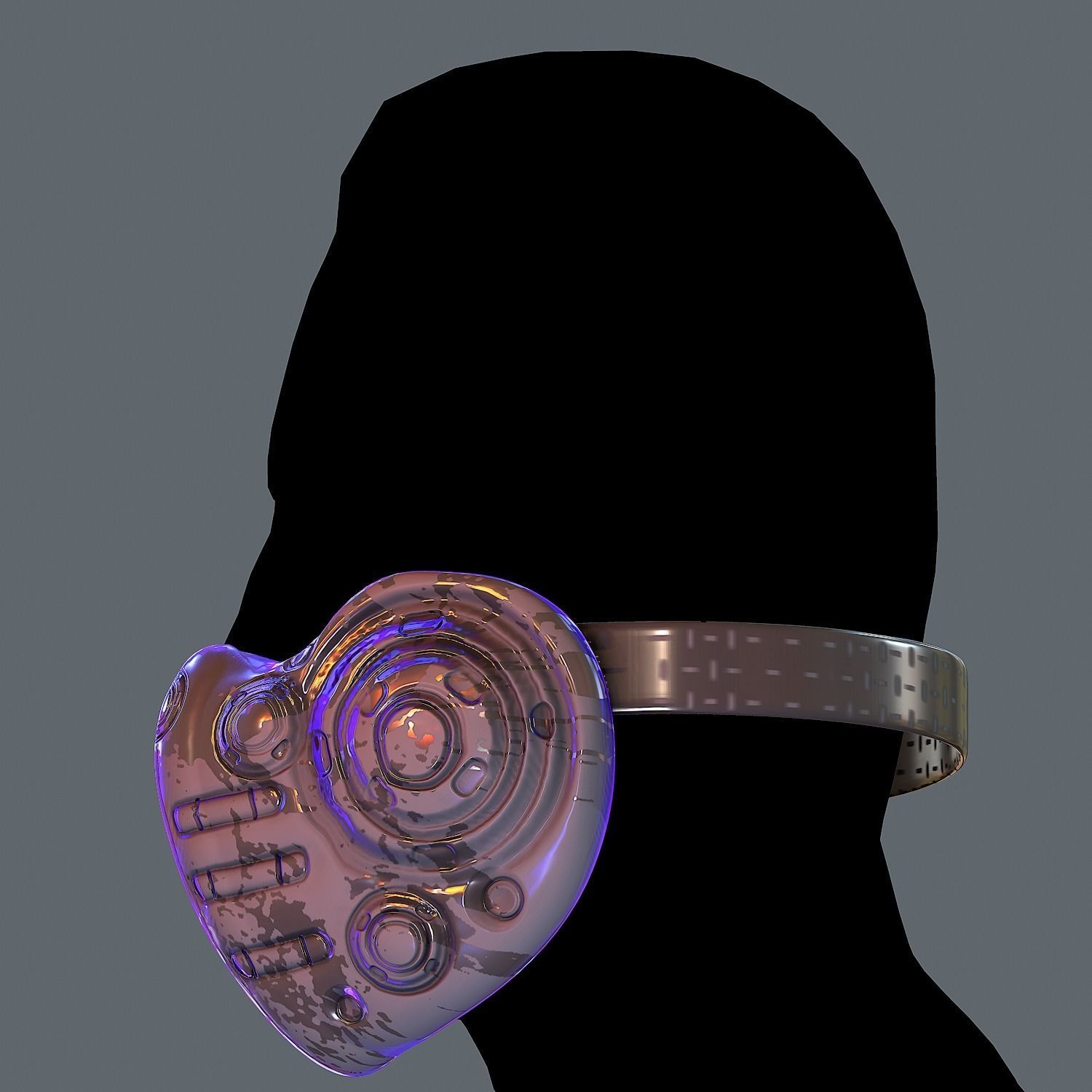 Gas mask helmet 3d model scifi Low-poly  Low-poly 3D model_2