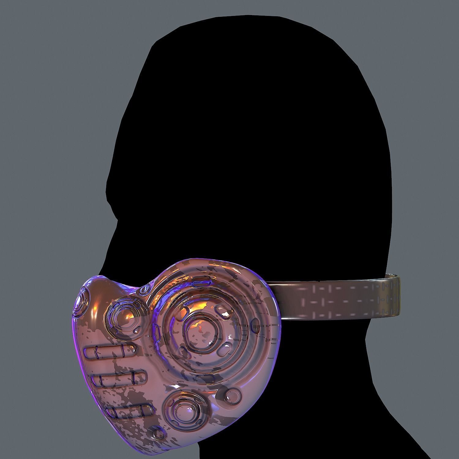 Gas mask helmet 3d model scifi Low-poly  Low-poly 3D model_5