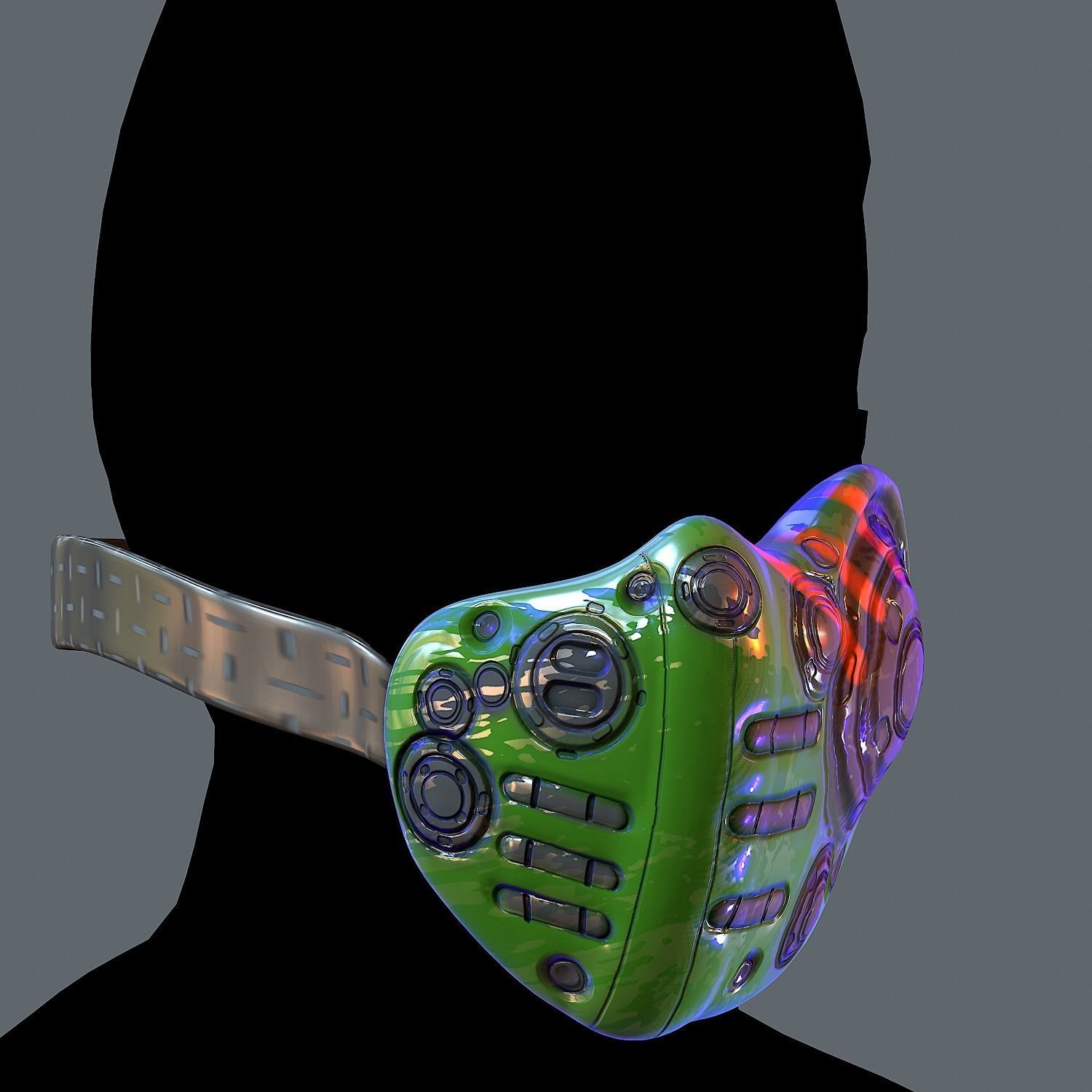 Gas mask helmet 3d model scifi Low-poly Low-poly 3D model_5