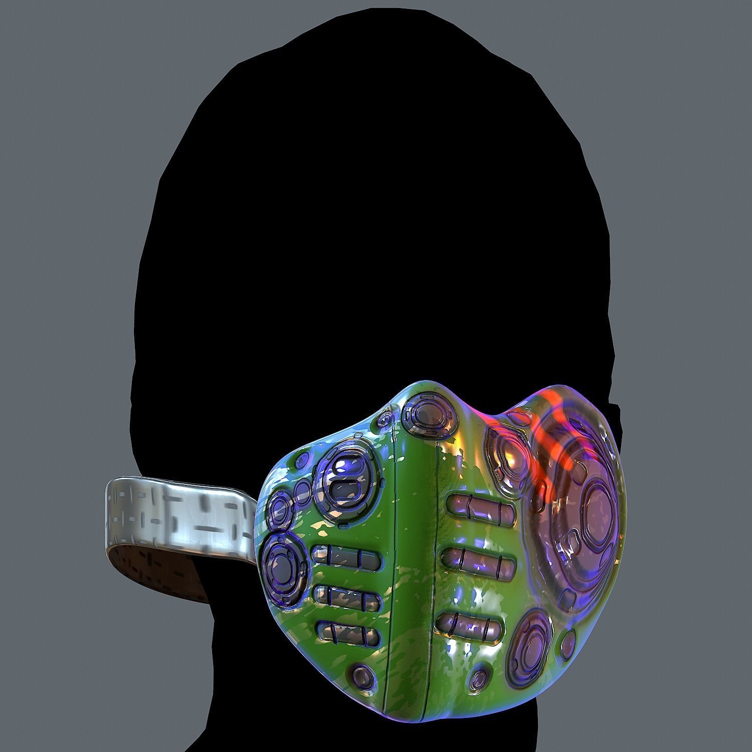 Gas mask helmet 3d model scifi Low-poly Low-poly 3D model_2