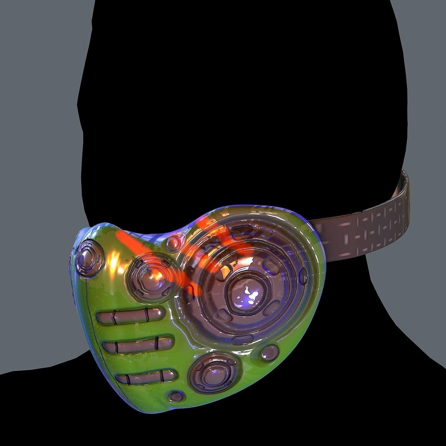 Gas mask helmet 3d model scifi Low-poly Low-poly 3D model_4