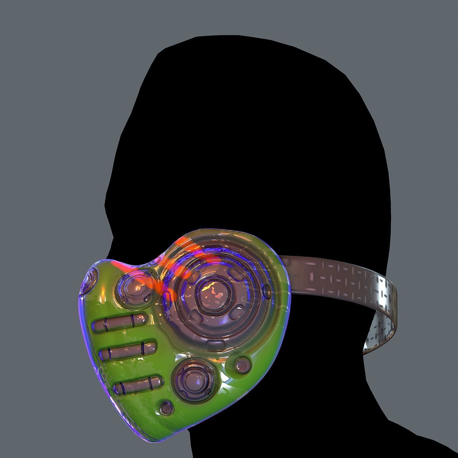 Gas mask helmet 3d model scifi Low-poly Low-poly 3D model_6