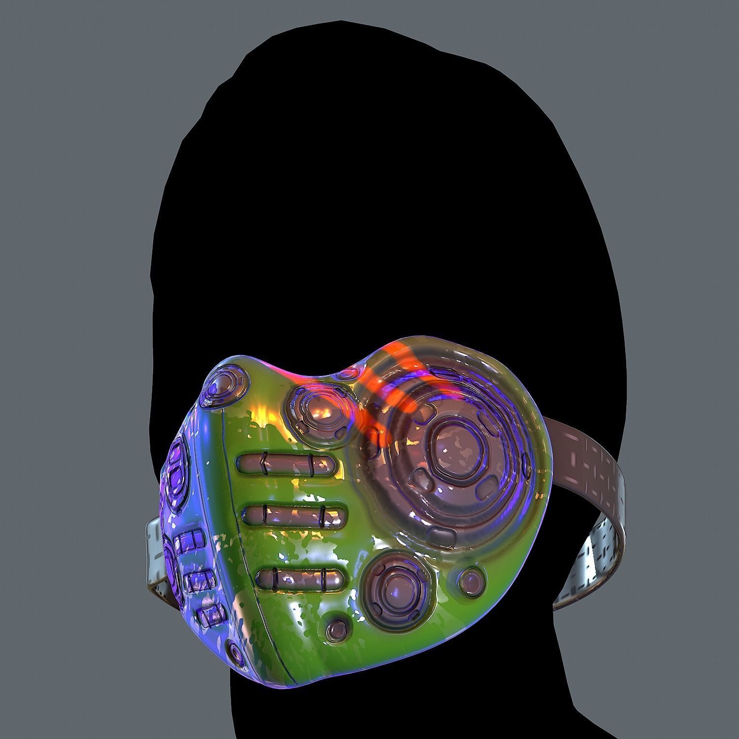 Gas mask helmet 3d model scifi Low-poly Low-poly 3D model_3