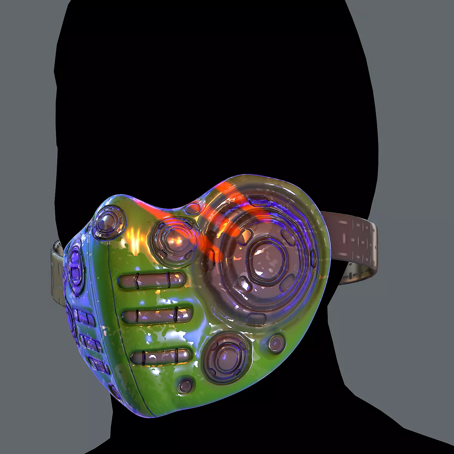 Gas mask helmet 3d model scifi Low-poly Low-poly 3D model_0