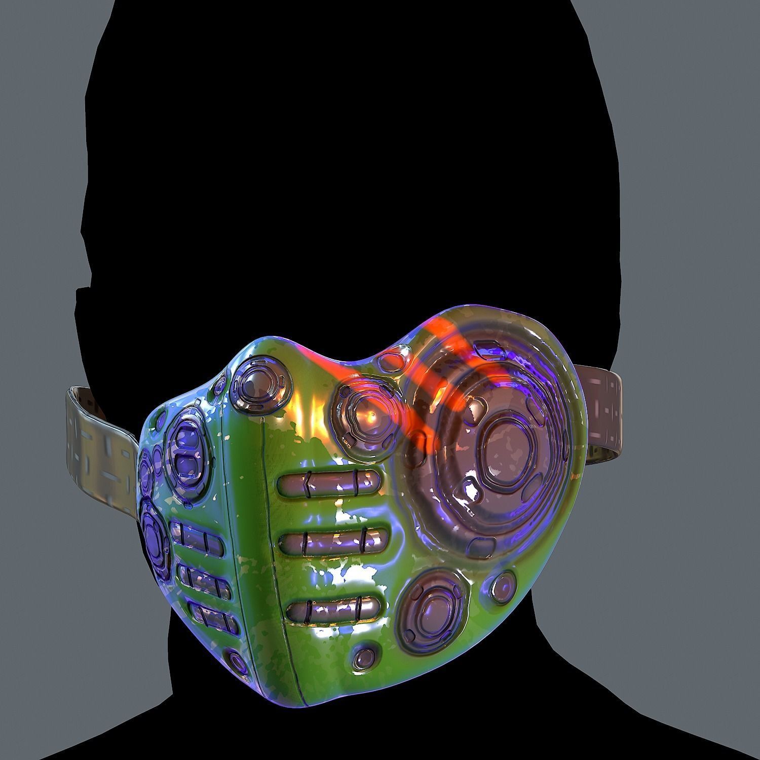 Gas mask helmet 3d model scifi Low-poly Low-poly 3D model_1