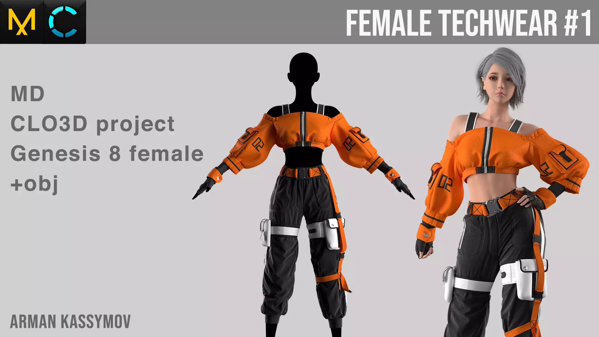 Female TechWear 1 Marvelous Designer Project 3D model