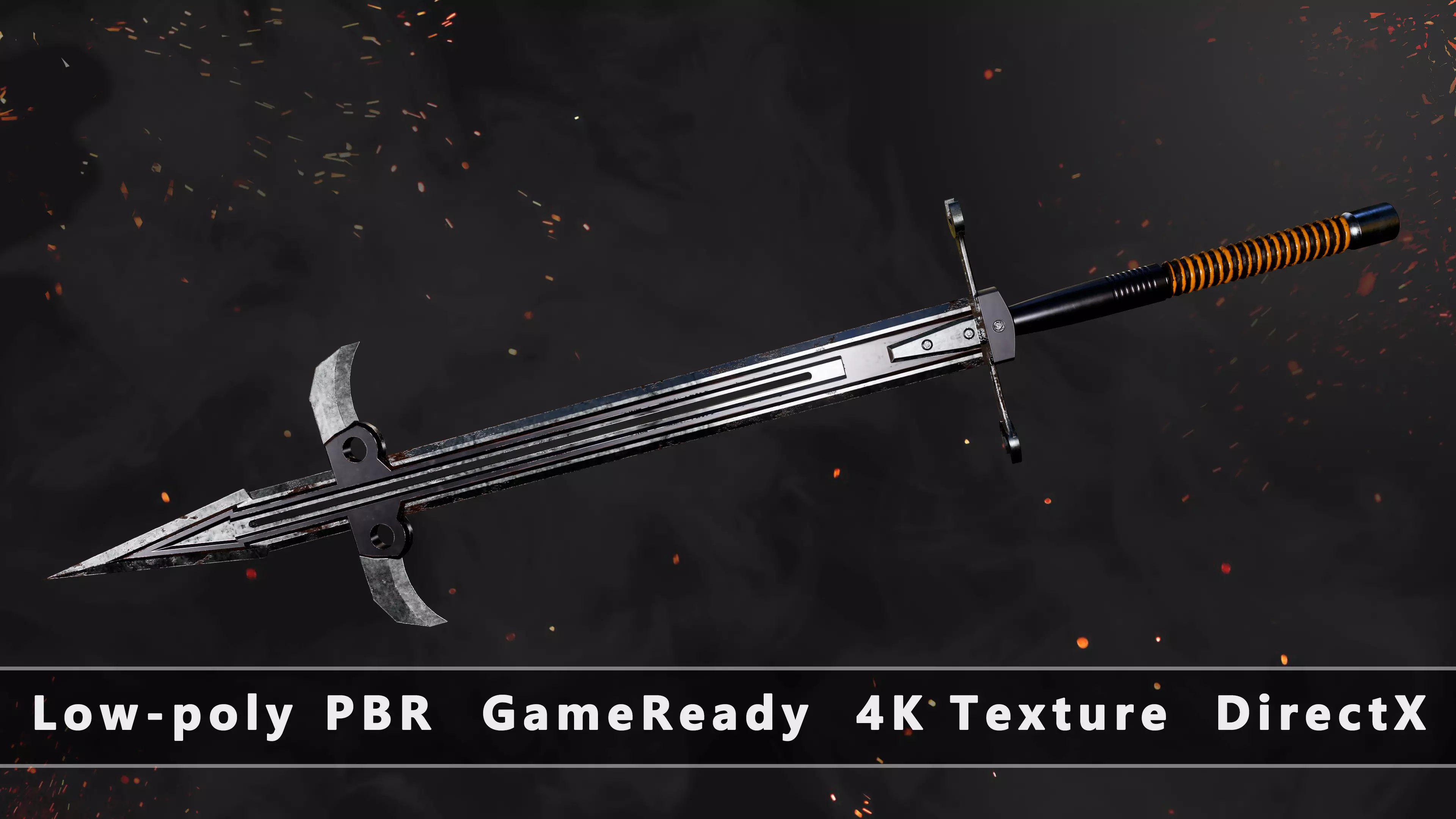 Sword Kraft Post-apocalyptic PBR Game Readey Low-poly 3D model_0