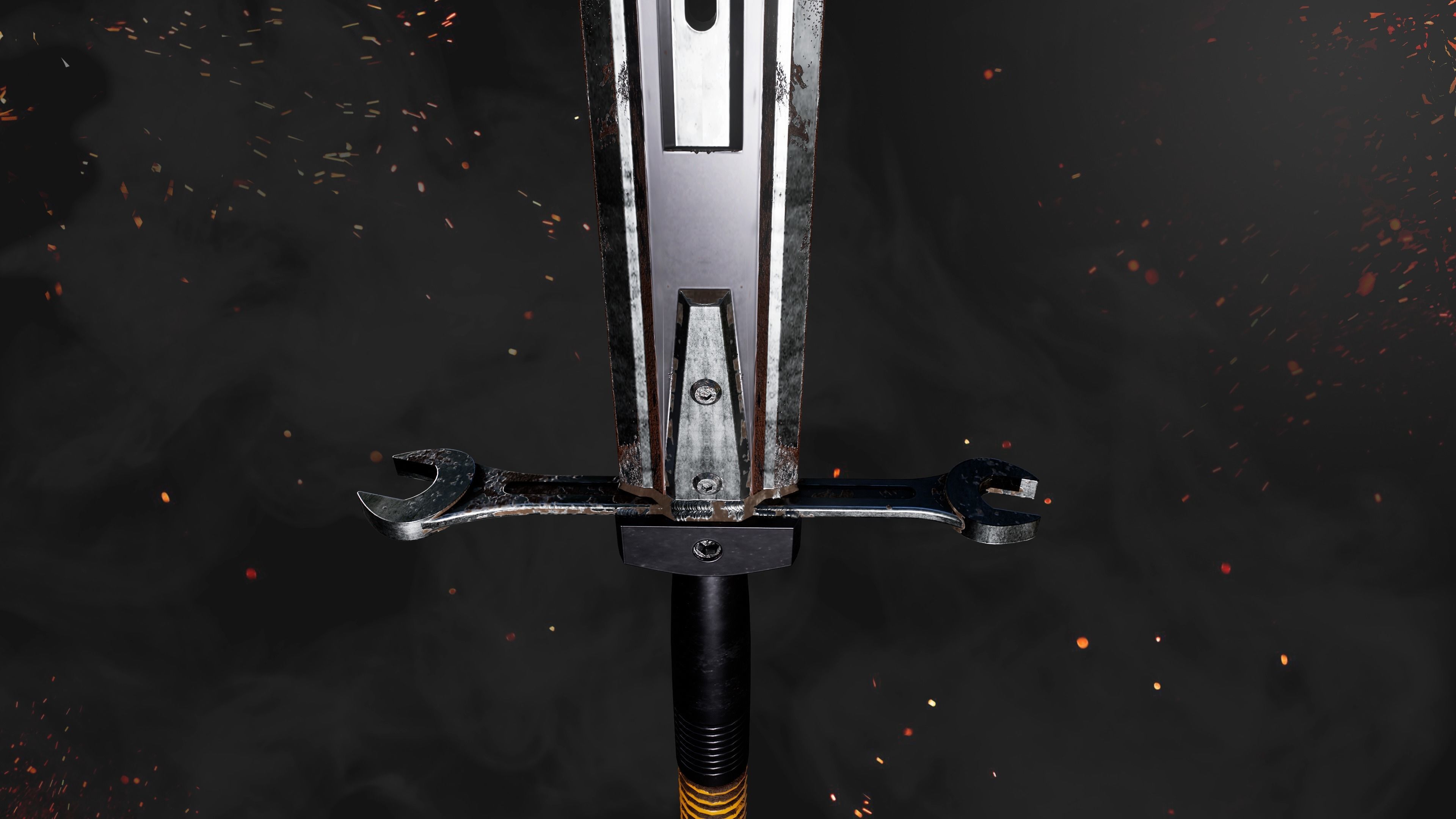 Sword Kraft Post-apocalyptic PBR Game Readey Low-poly 3D model_5