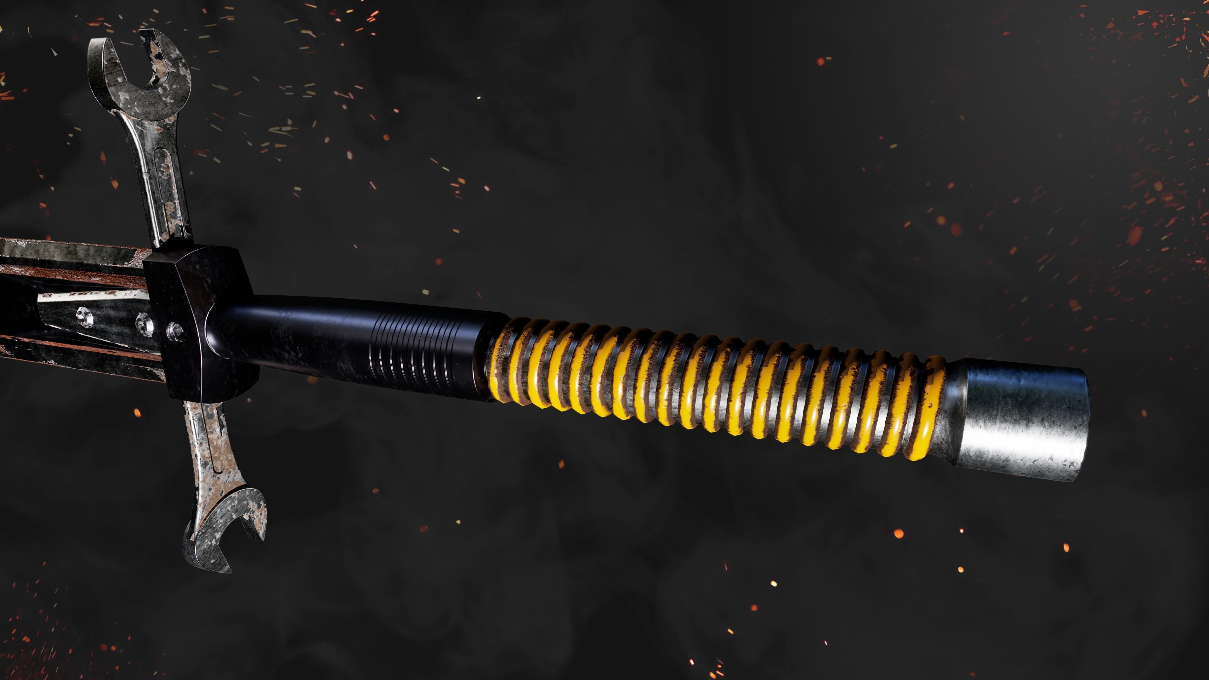 Sword Kraft Post-apocalyptic PBR Game Readey Low-poly 3D model_4