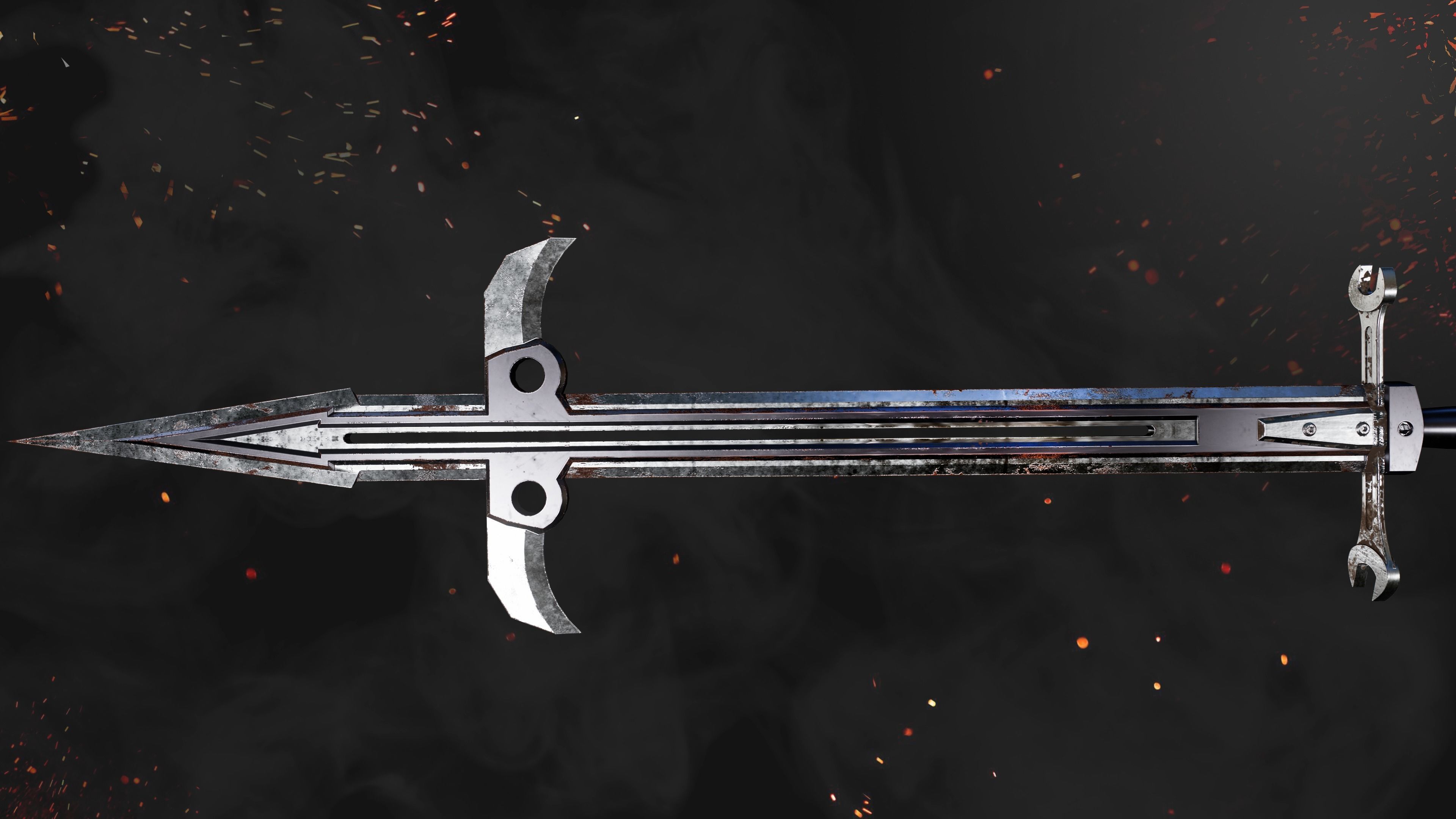 Sword Kraft Post-apocalyptic PBR Game Readey Low-poly 3D model_3