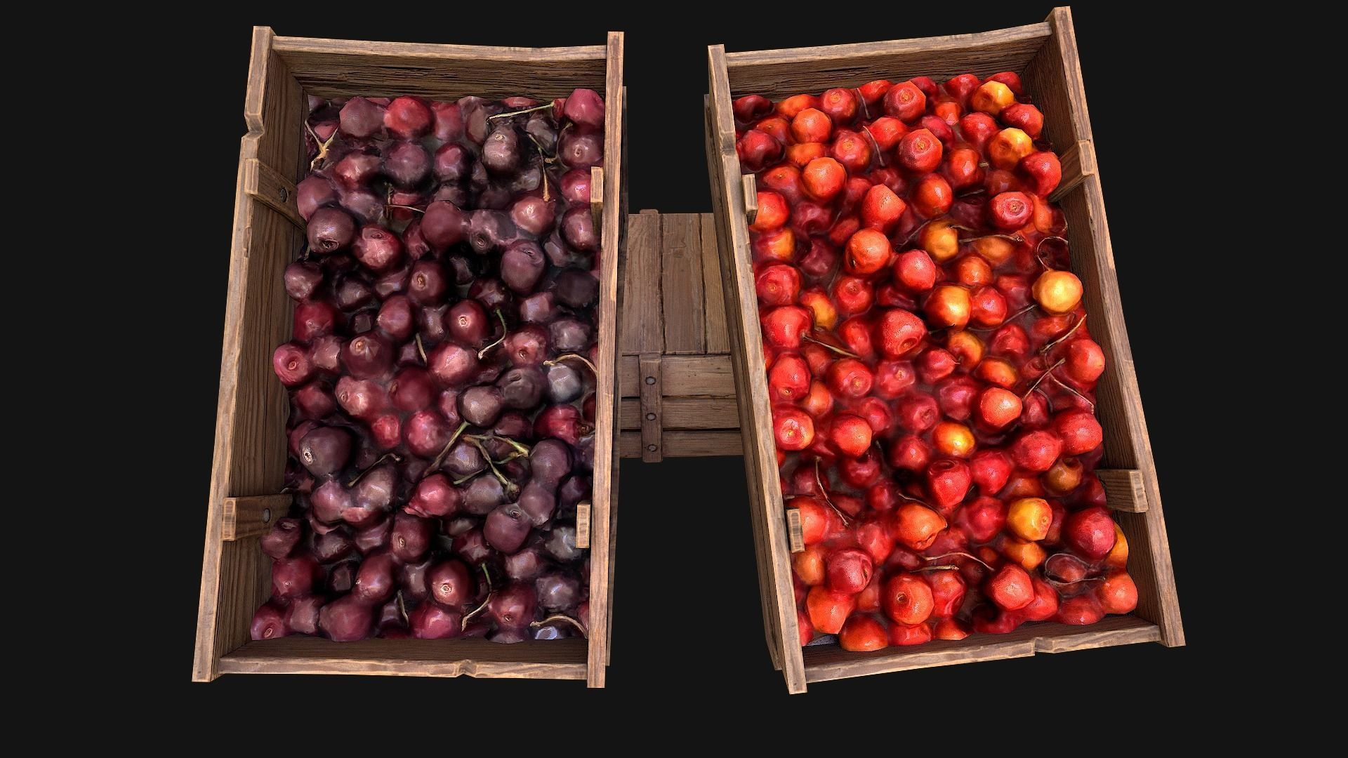 Cherries Crate Box Low-poly 3D model_6