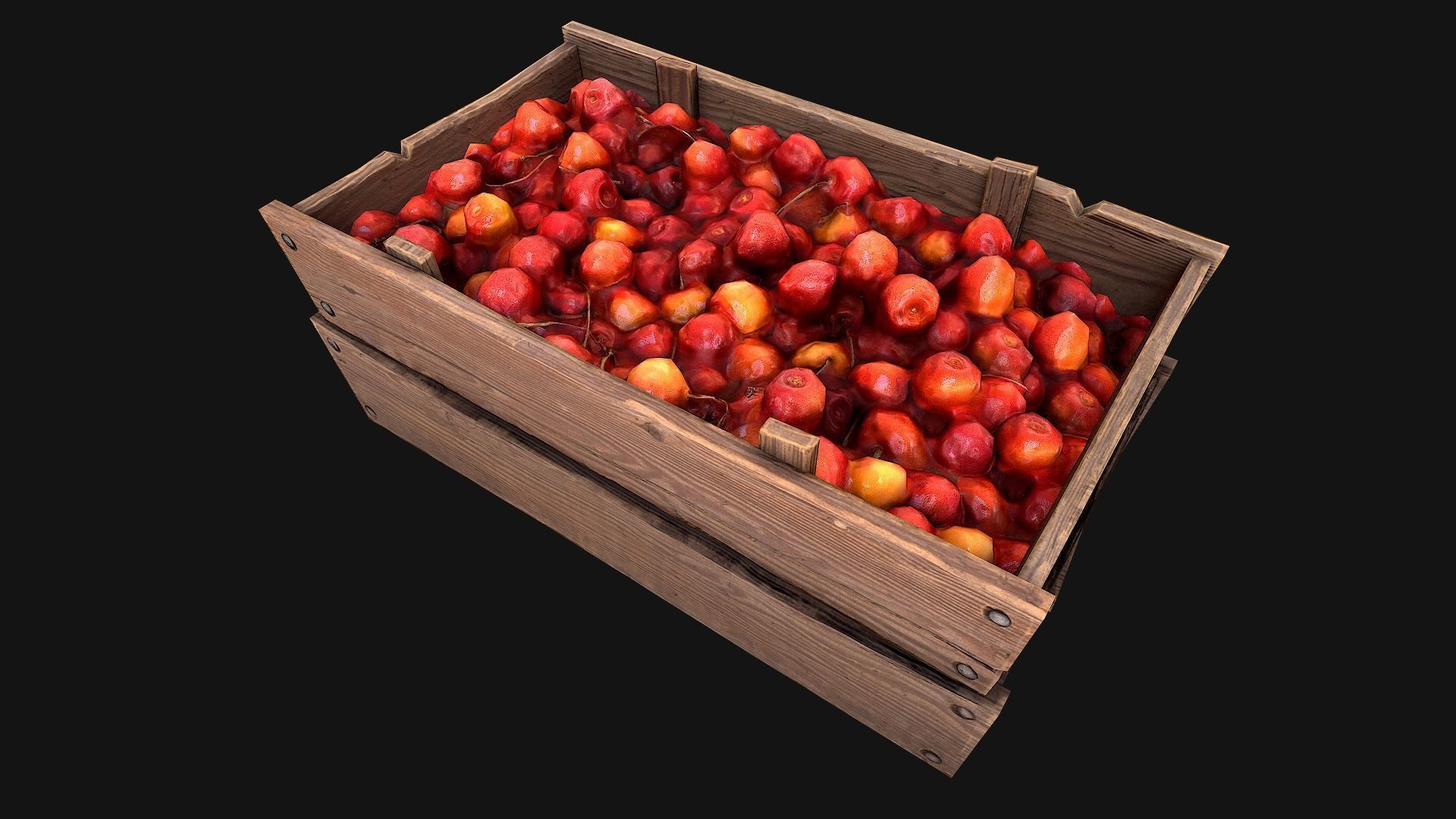 Cherries Crate Box Low-poly 3D model_14