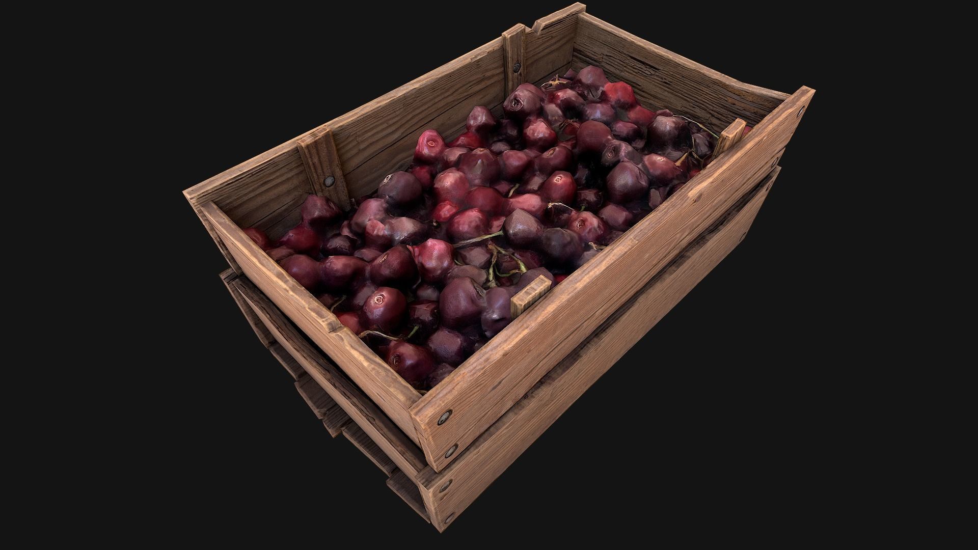 Cherries Crate Box Low-poly 3D model_17