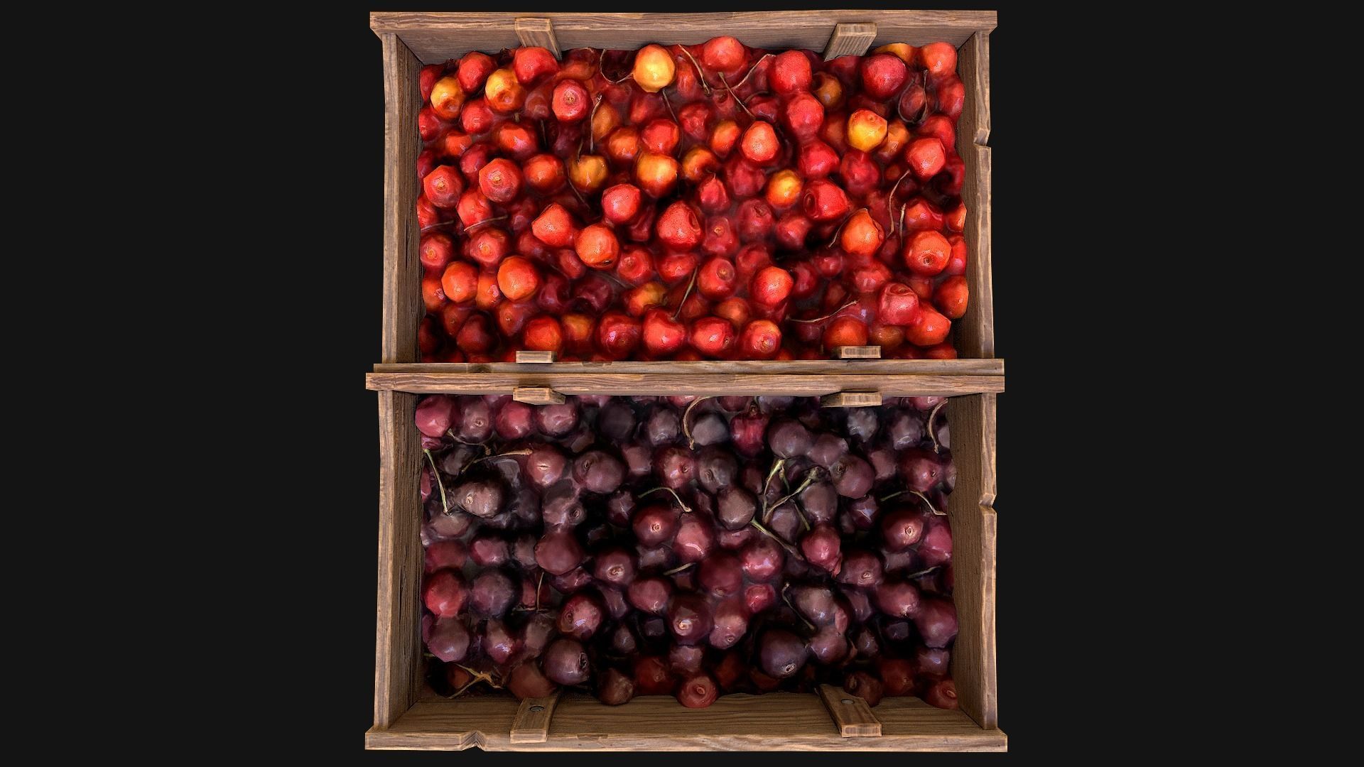 Cherries Crate Box Low-poly 3D model_7
