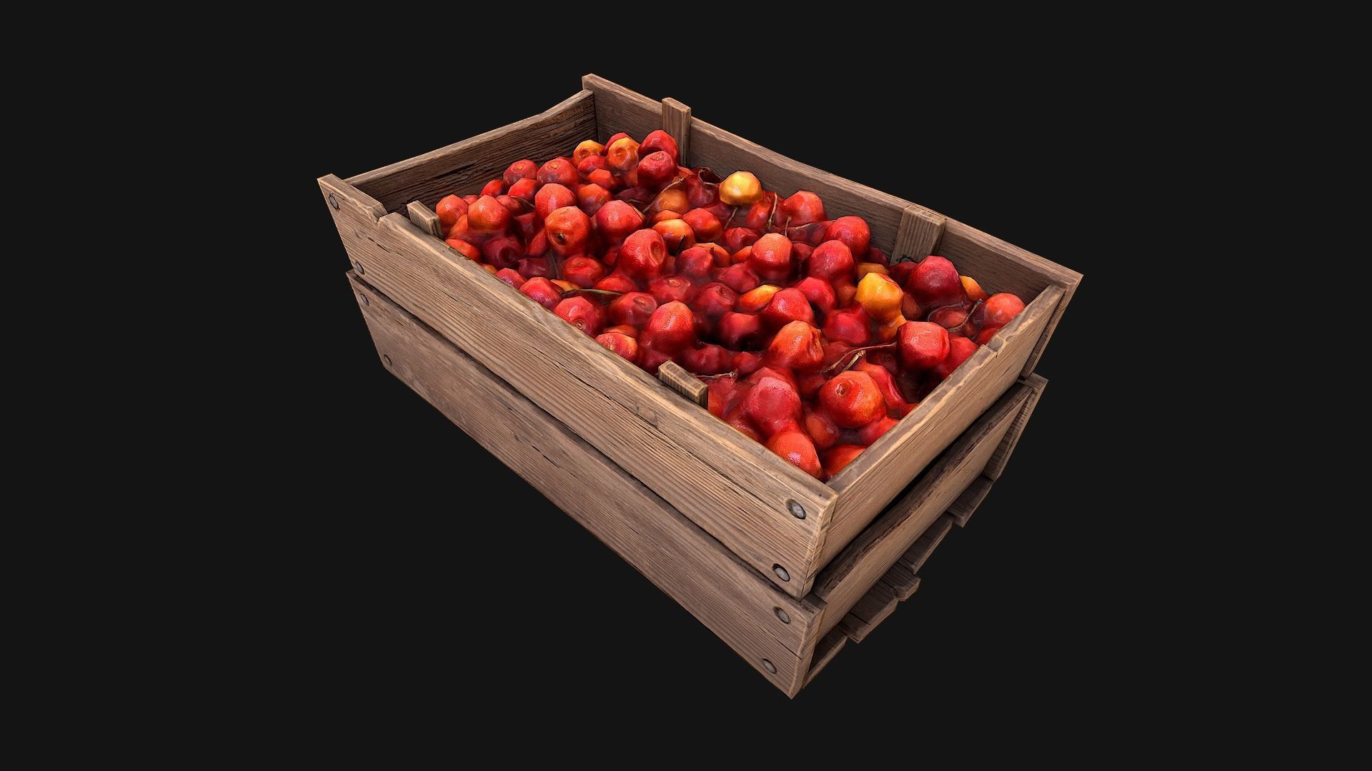 Cherries Crate Box Low-poly 3D model_10