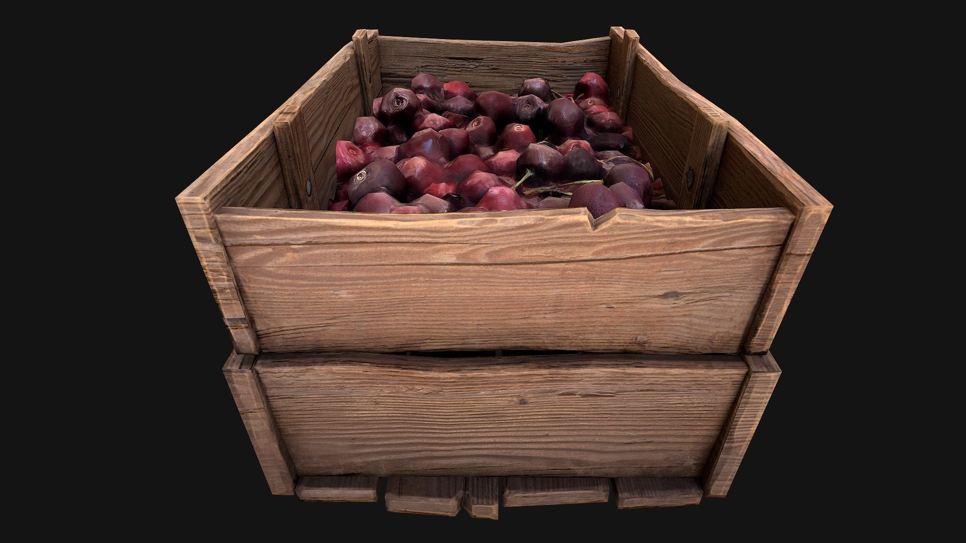 Cherries Crate Box Low-poly 3D model_19