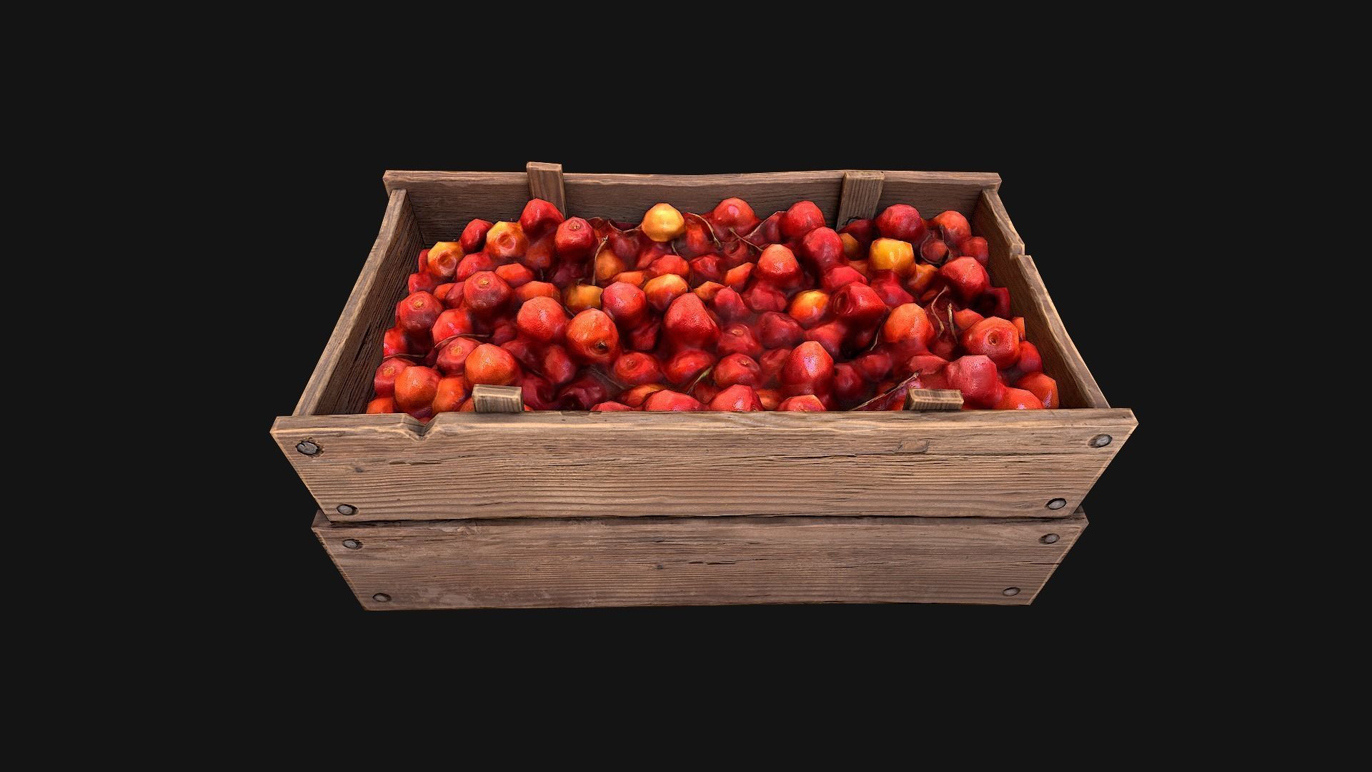 Cherries Crate Box Low-poly 3D model_11