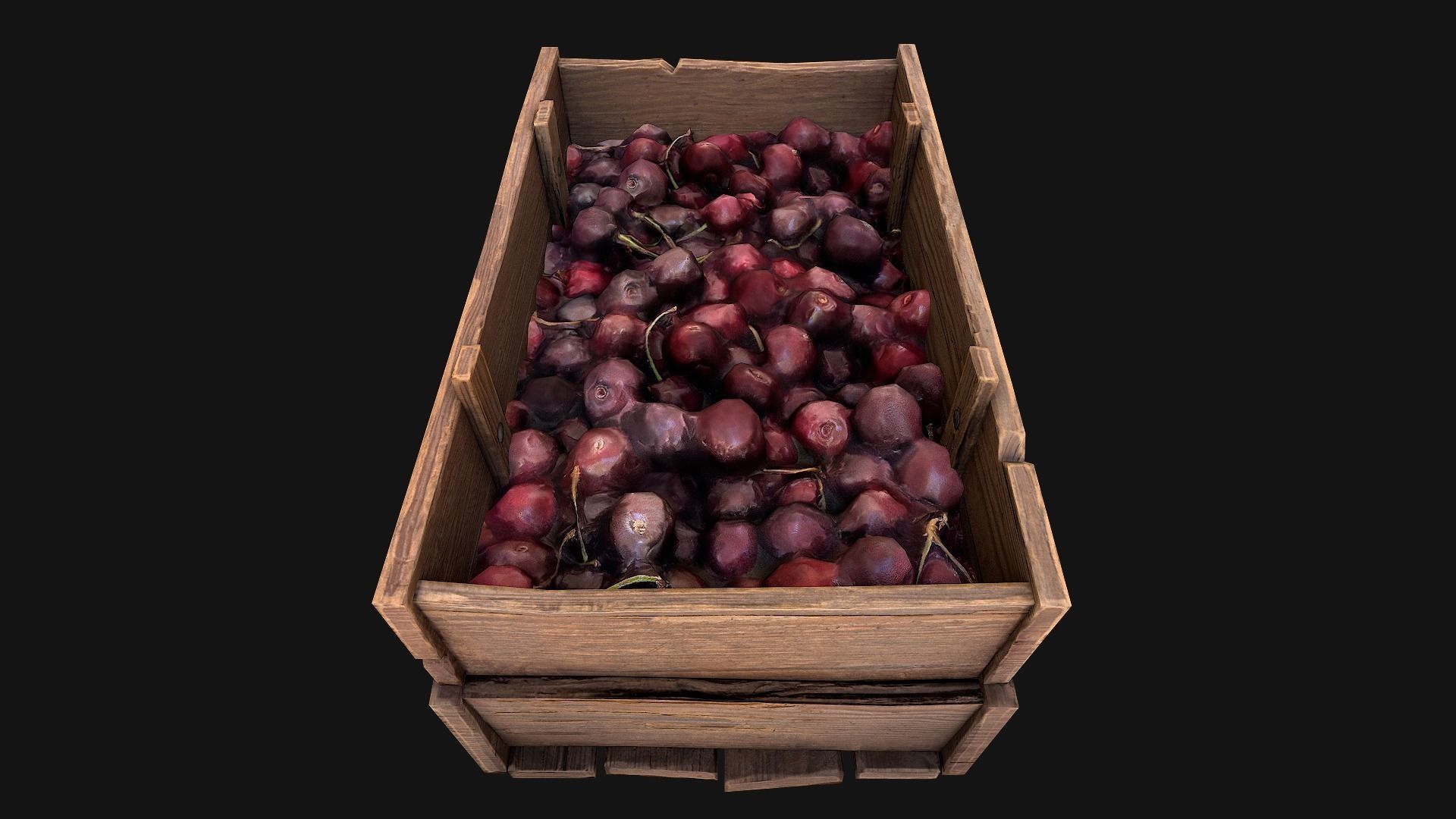Cherries Crate Box Low-poly 3D model_22