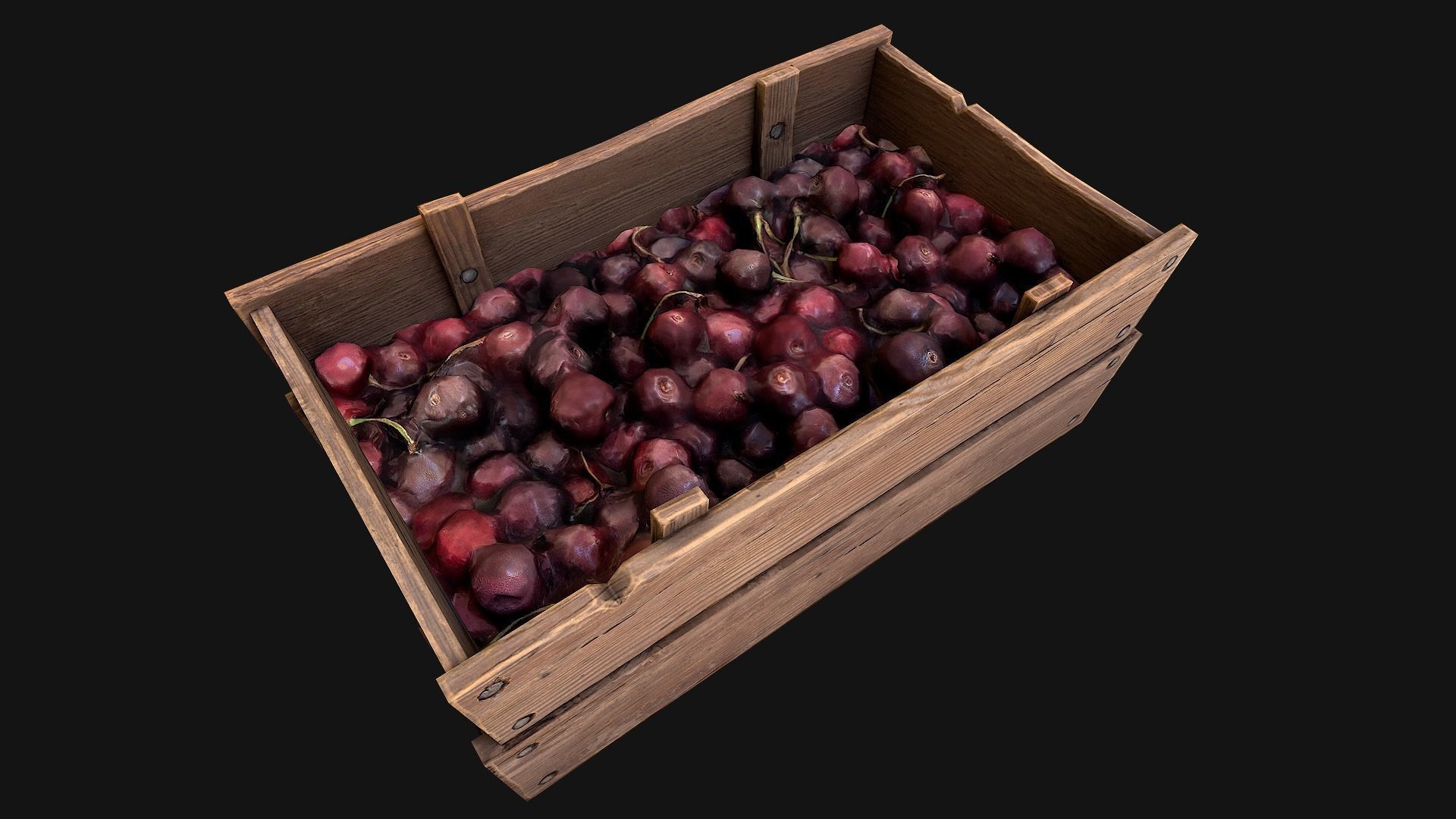 Cherries Crate Box Low-poly 3D model_21
