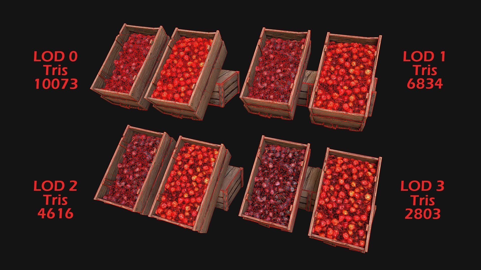 Cherries Crate Box Low-poly 3D model_2