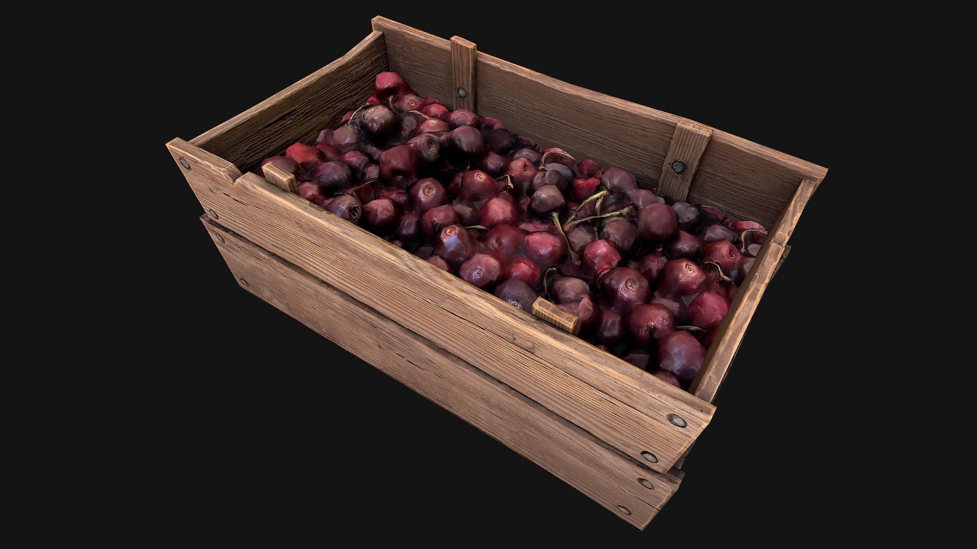 Cherries Crate Box Low-poly 3D model_20