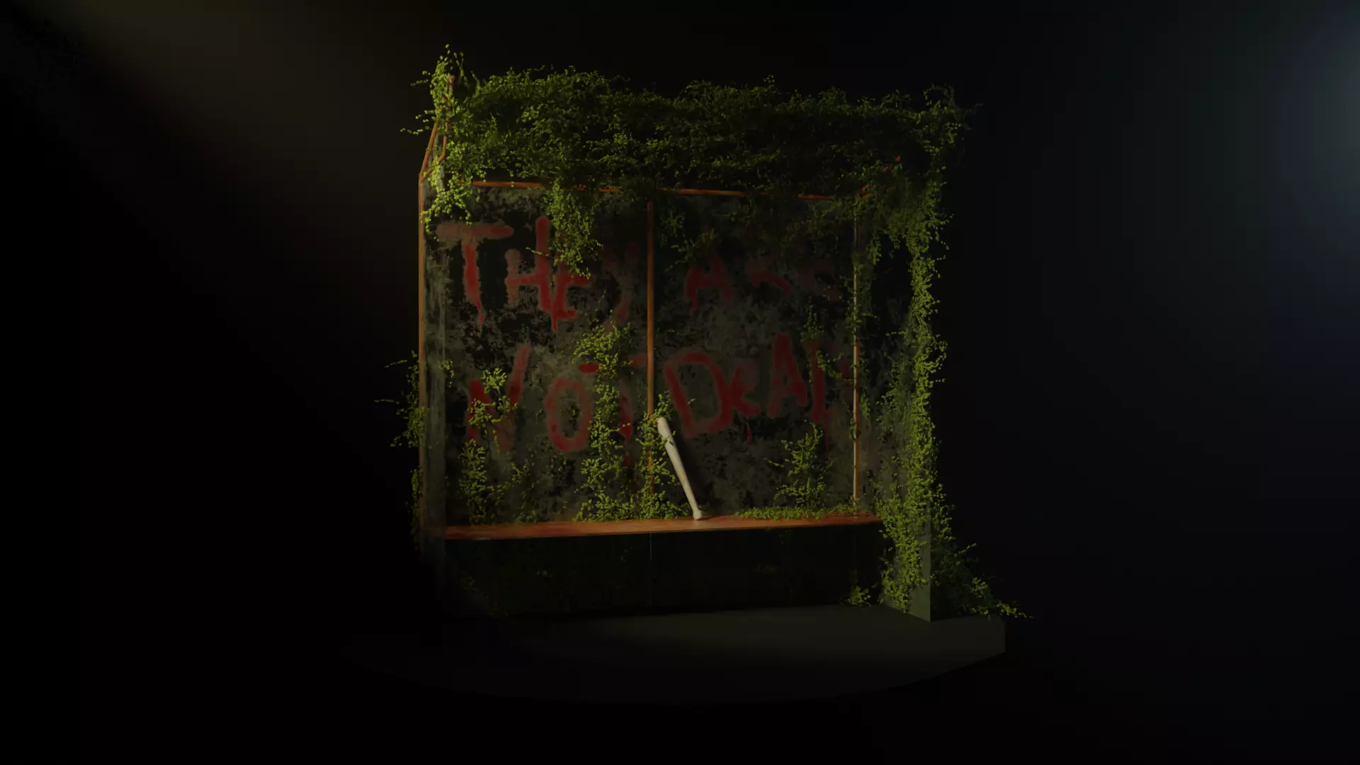 Postapocalypse Bus Stop Low-poly 3D model_0