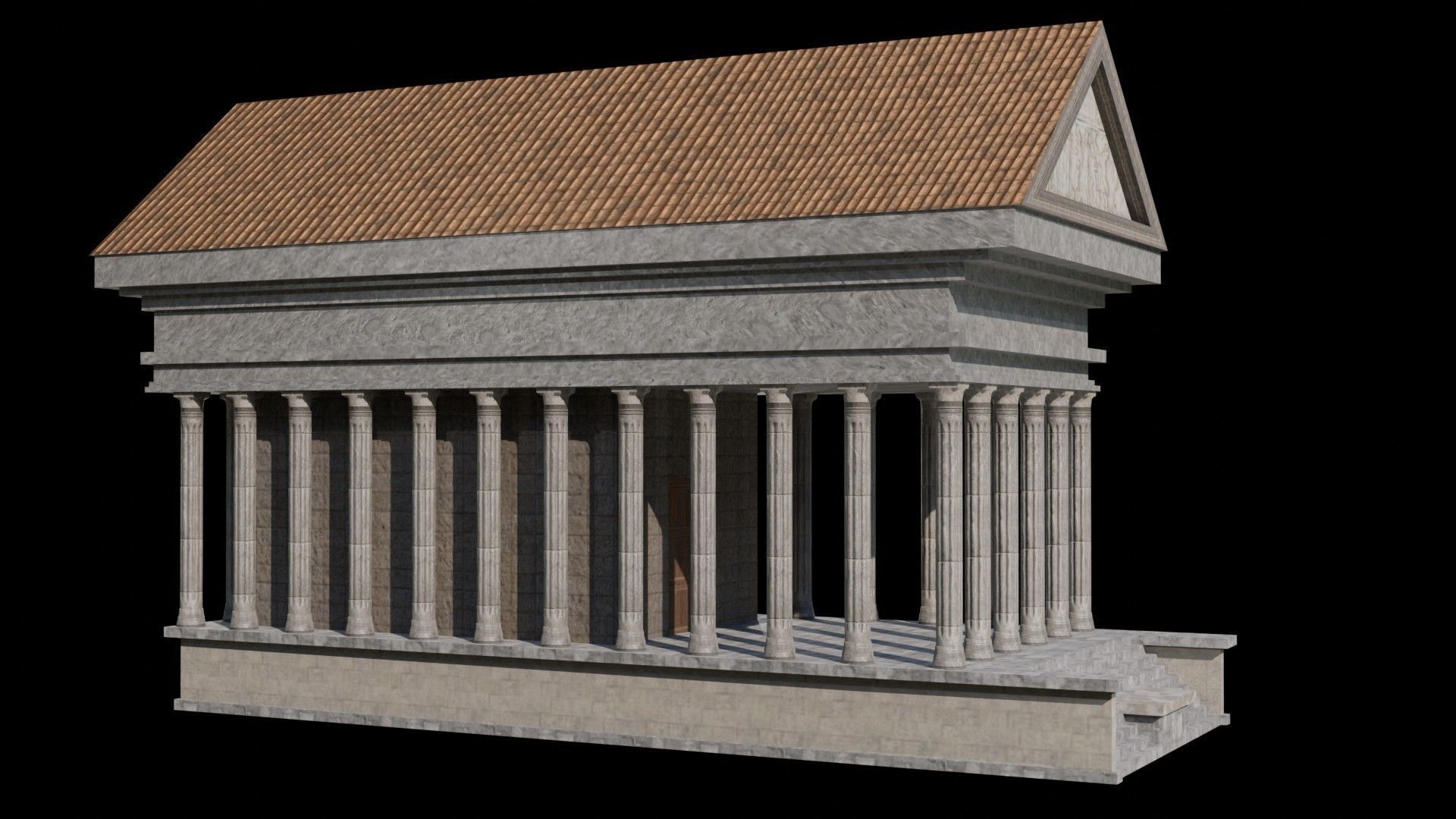 Roman Temple Low-poly 3D model_4