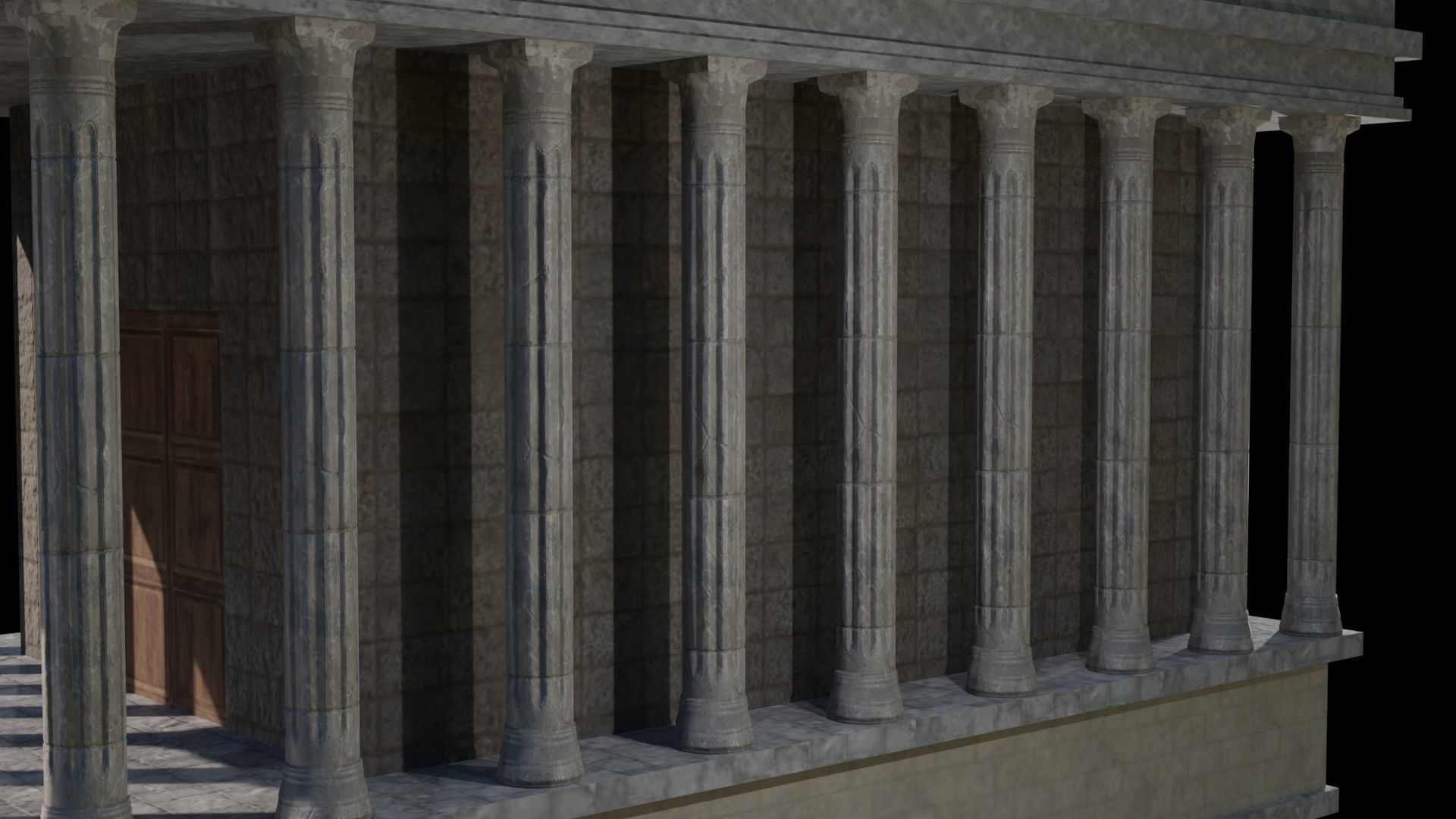 Roman Temple Low-poly 3D model_7