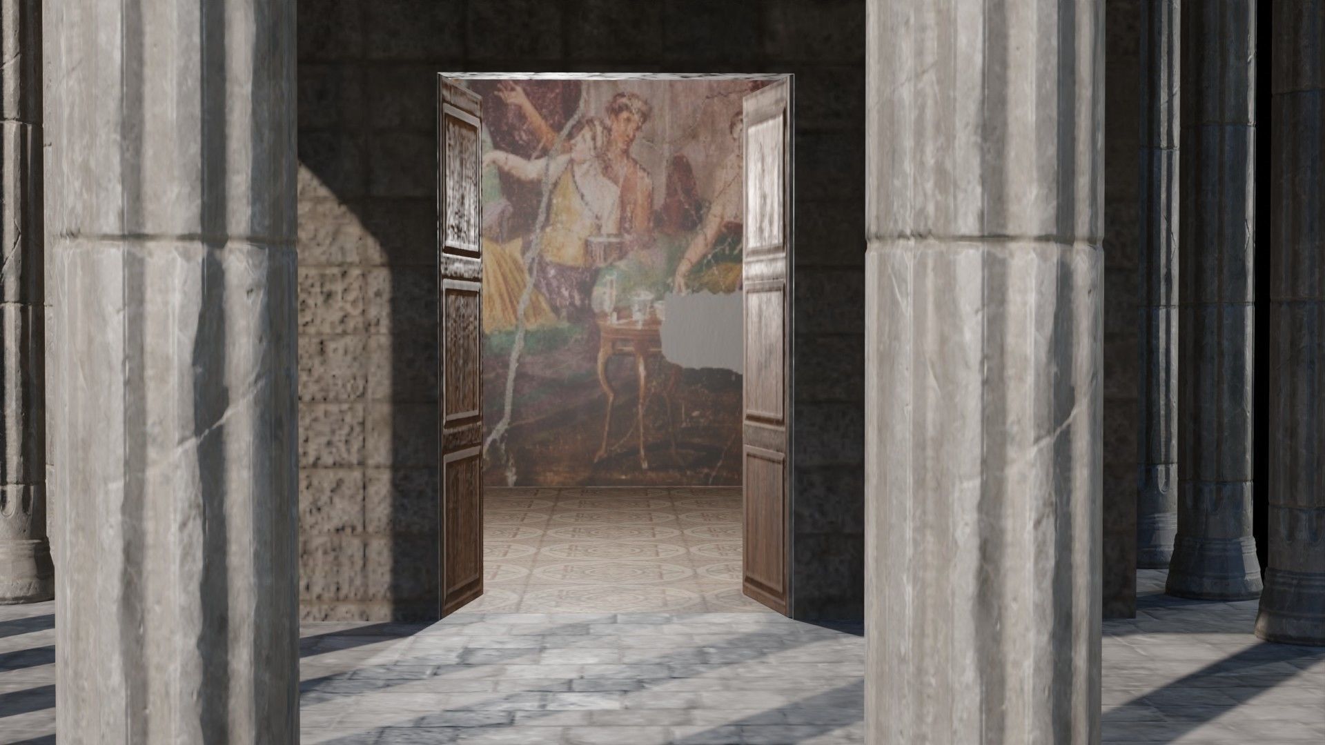 Roman Temple Low-poly 3D model_11