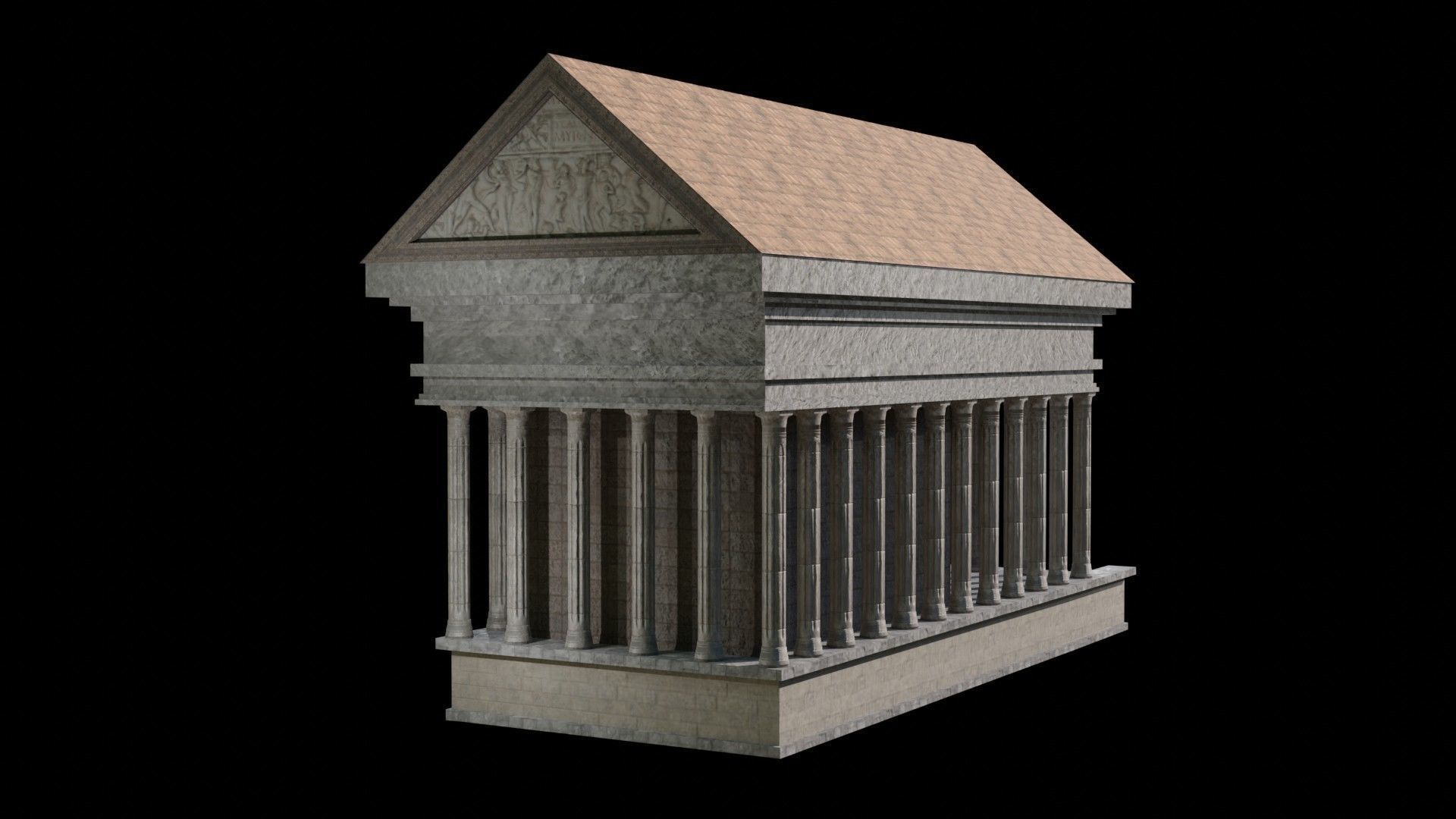 Roman Temple Low-poly 3D model_5