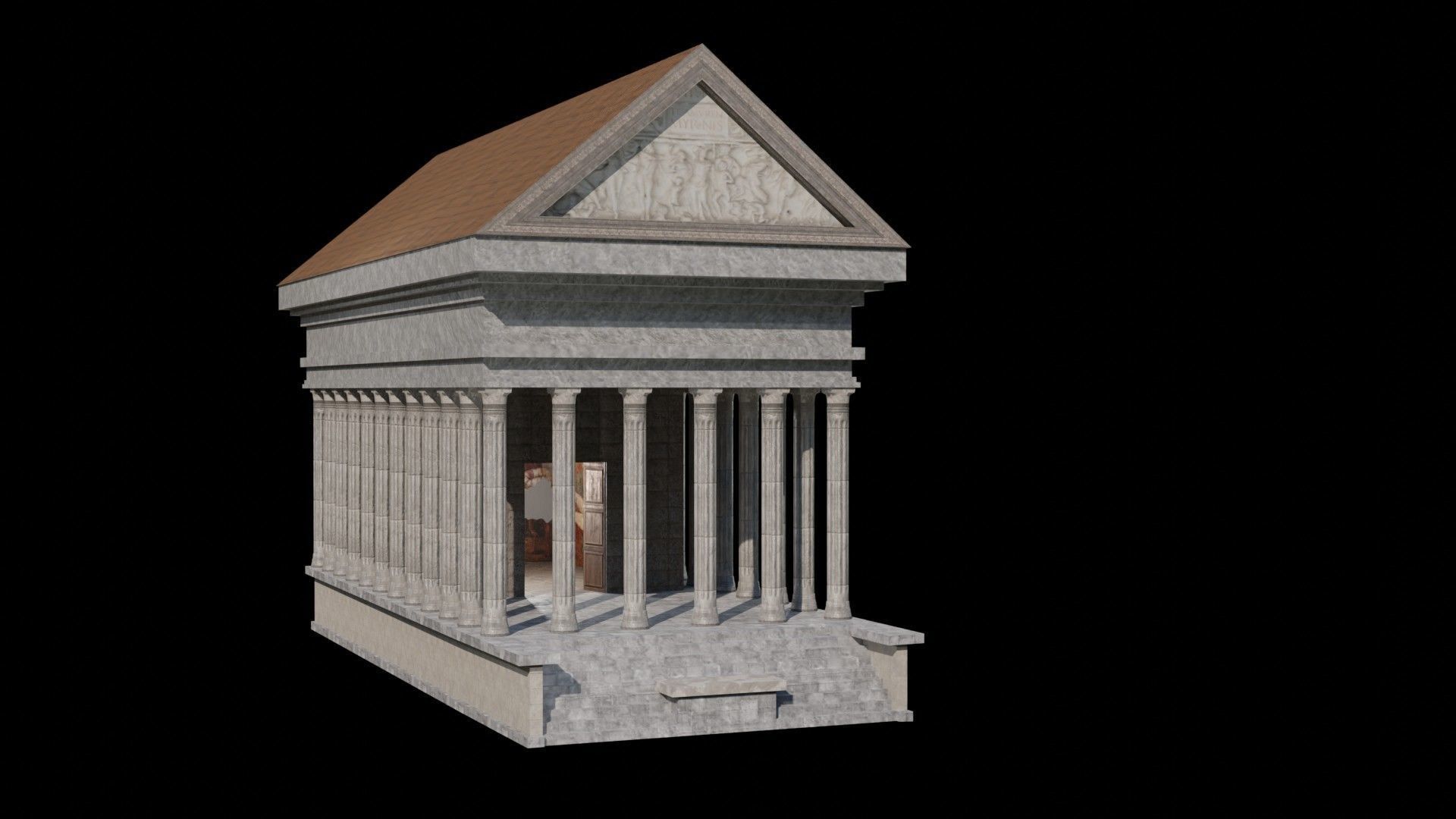 Roman Temple Low-poly 3D model_3