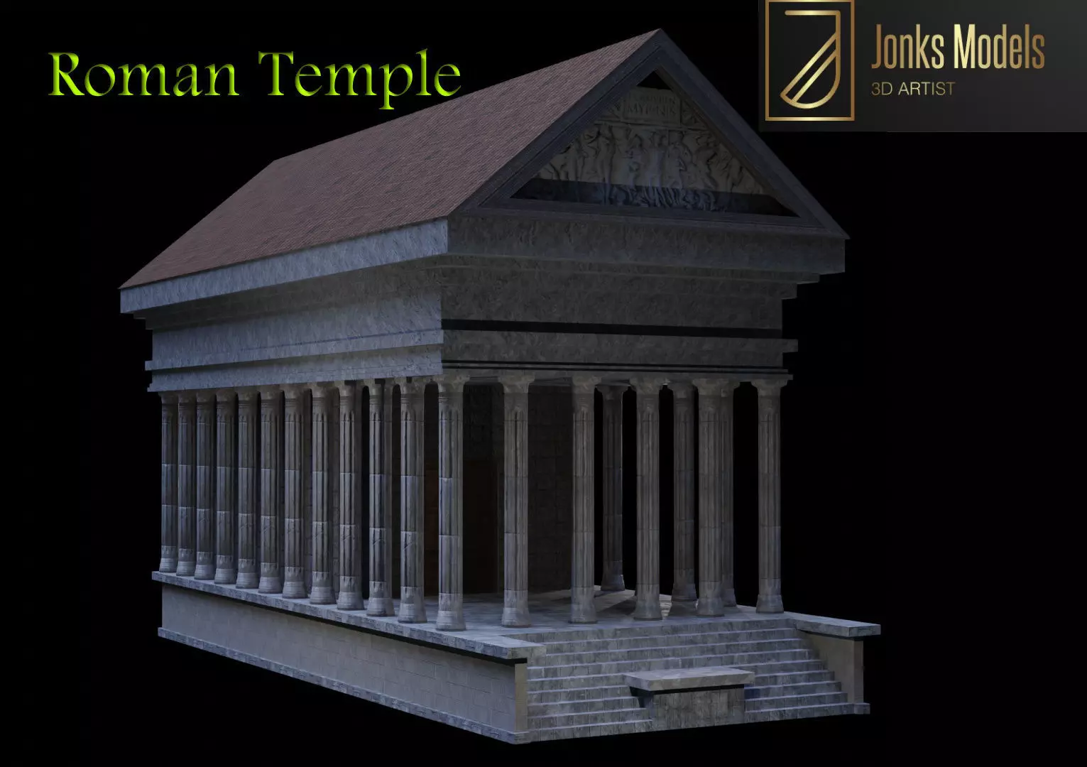 Roman Temple Low-poly 3D model_0