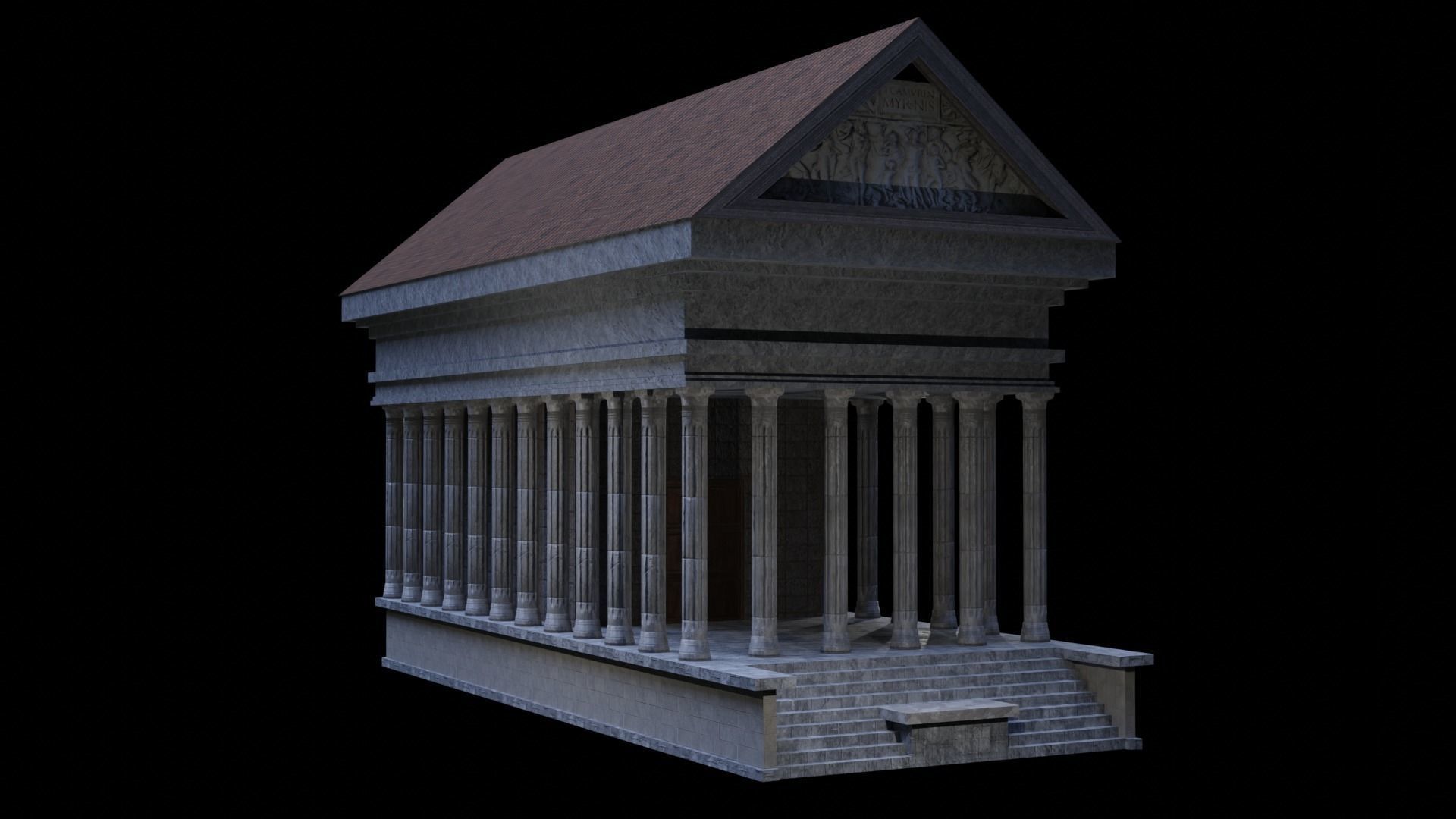 Roman Temple Low-poly 3D model_2