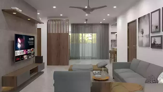 3Bhk Apartment Interior Design - 1 3D model
