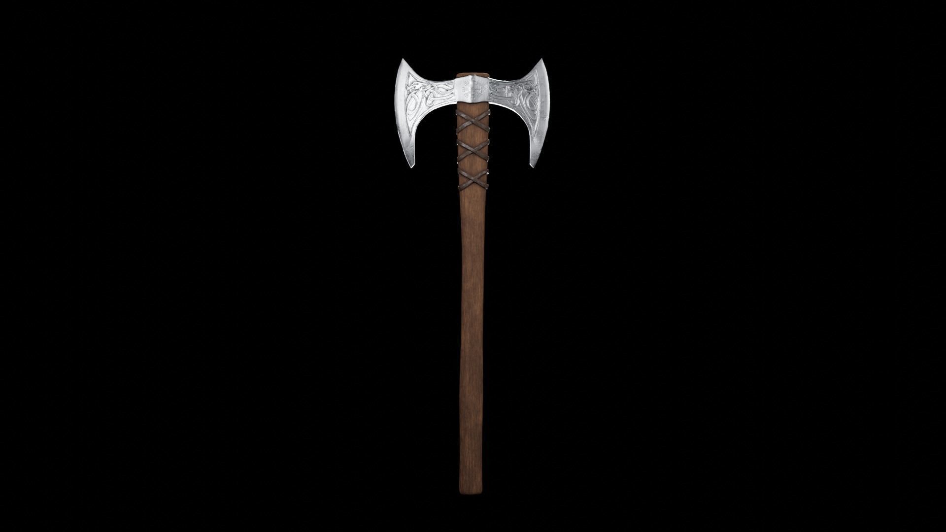 Viking Battle Axe PBR Low-poly 3D model_4
