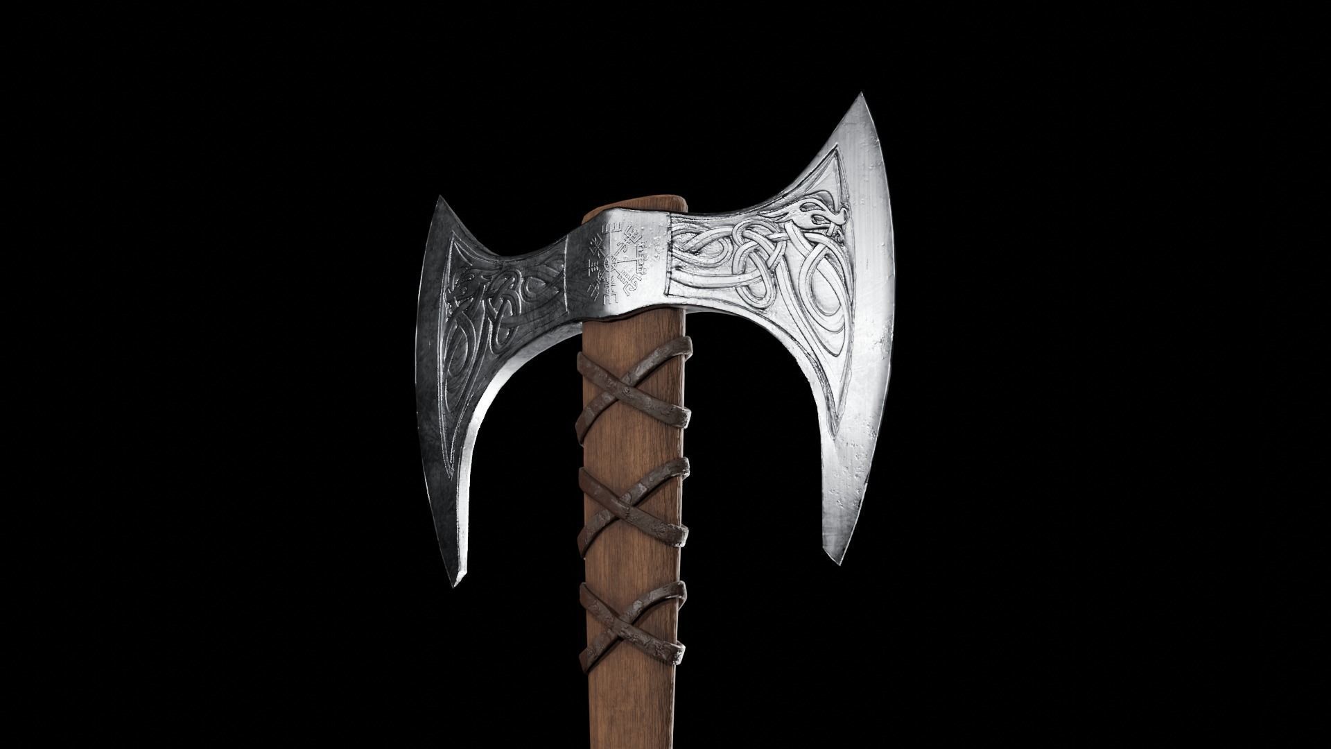 Viking Battle Axe PBR Low-poly 3D model_2