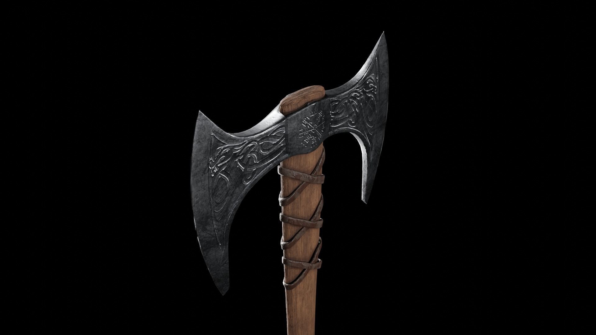 Viking Battle Axe PBR Low-poly 3D model_5