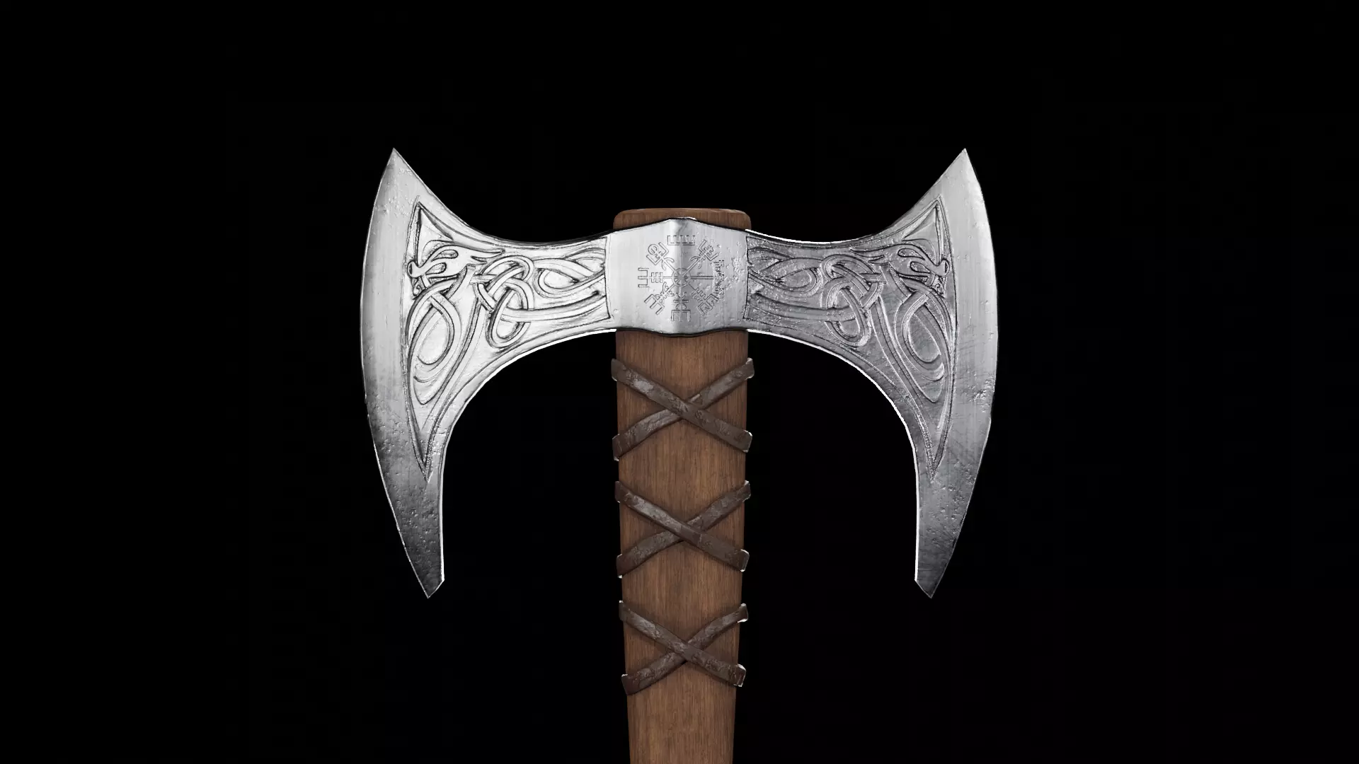 Viking Battle Axe PBR Low-poly 3D model_0