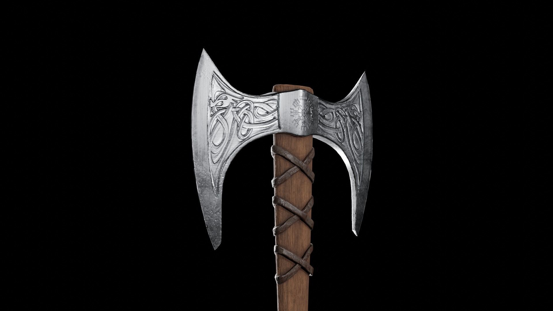 Viking Battle Axe PBR Low-poly 3D model_3