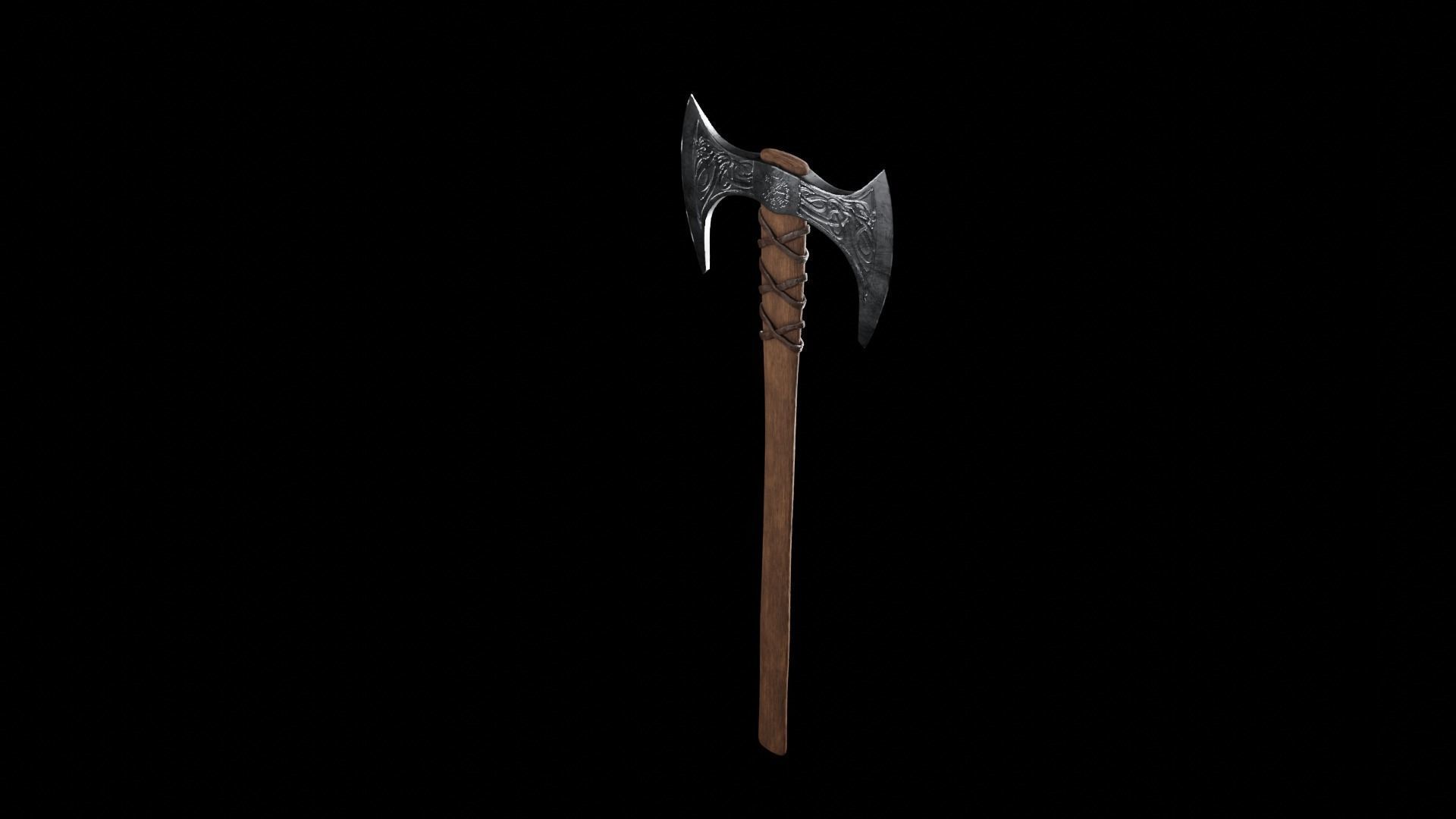 Viking Battle Axe PBR Low-poly 3D model_6
