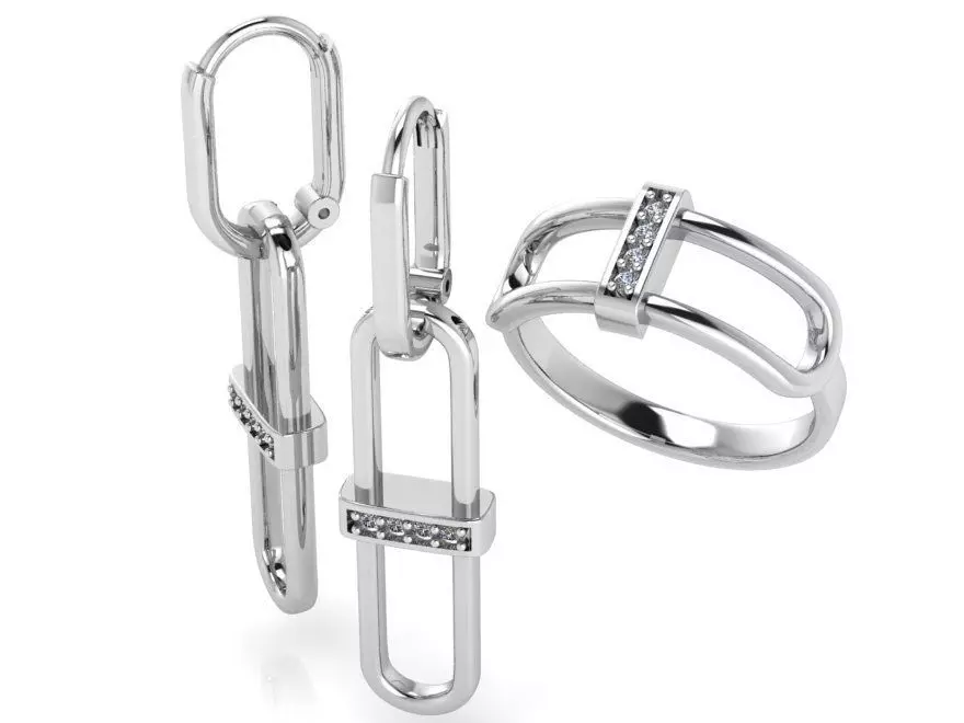 fashion earring ring collection 0426 3D print model_0