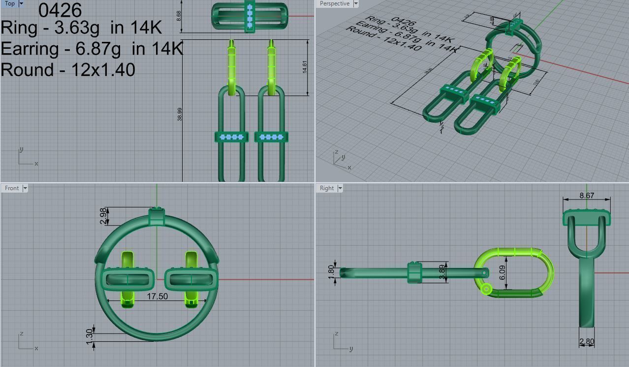 fashion earring ring collection 0426 3D print model_4