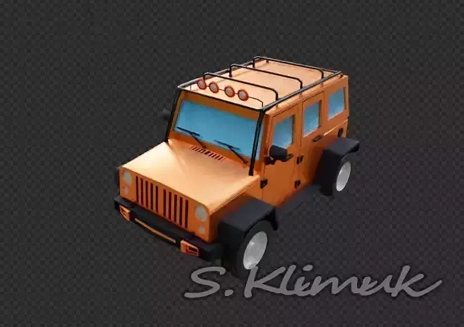 Jeep cartoon style Low-poly 3D model