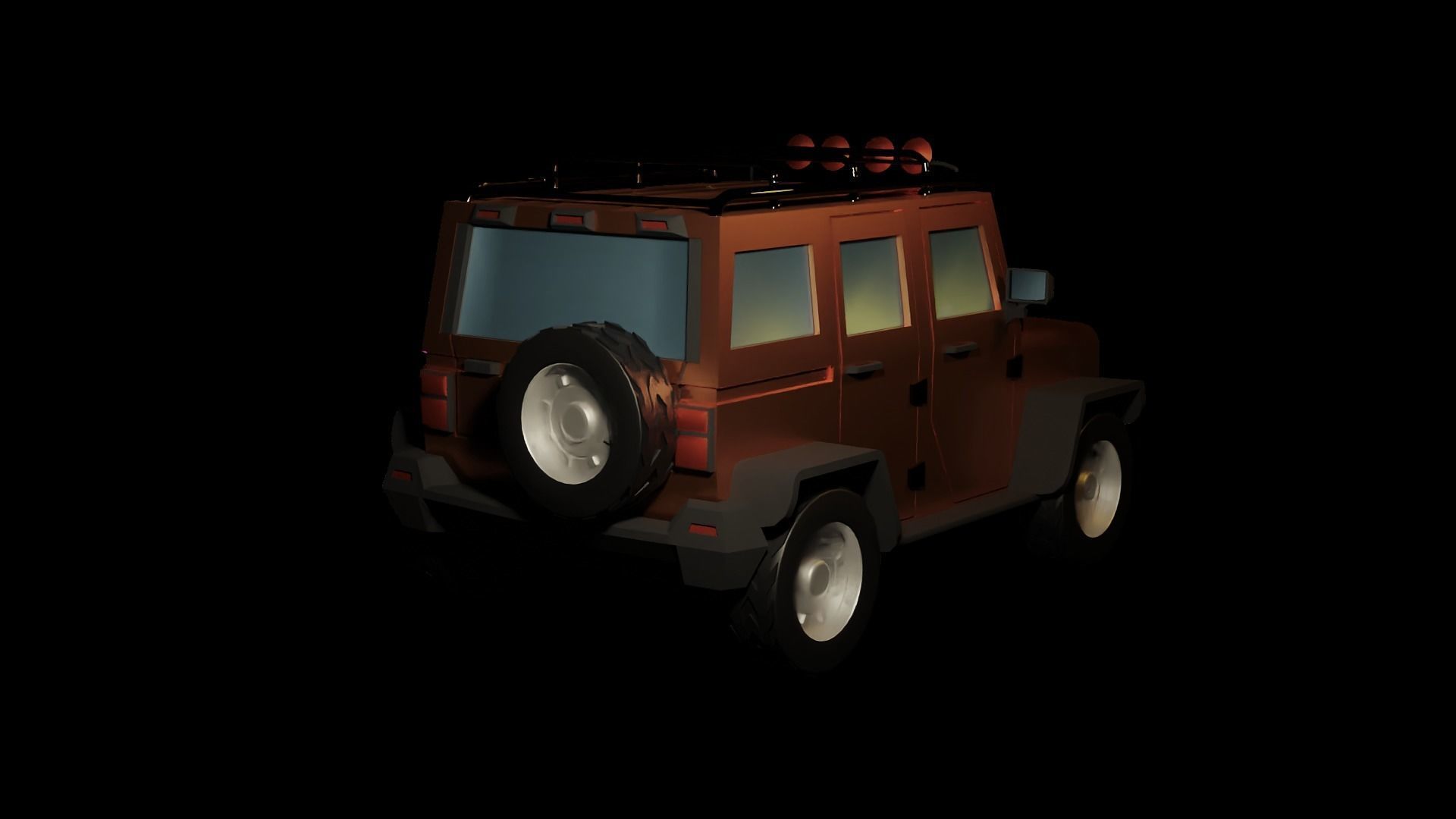 Jeep cartoon style Low-poly 3D model_2
