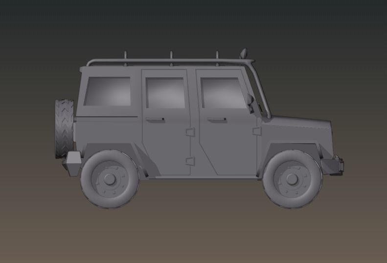 Jeep cartoon style Low-poly 3D model_4