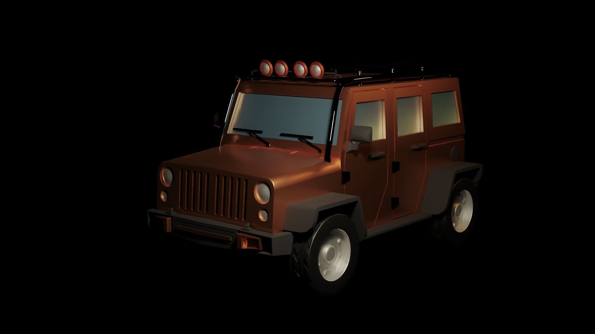 Jeep cartoon style Low-poly 3D model_1