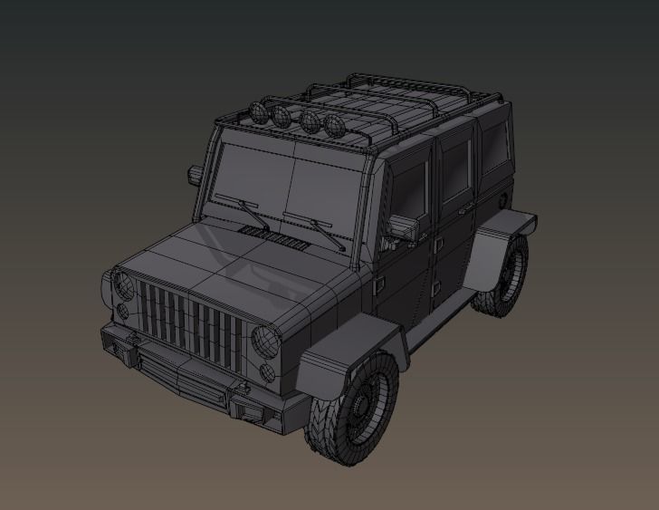 Jeep cartoon style Low-poly 3D model_6